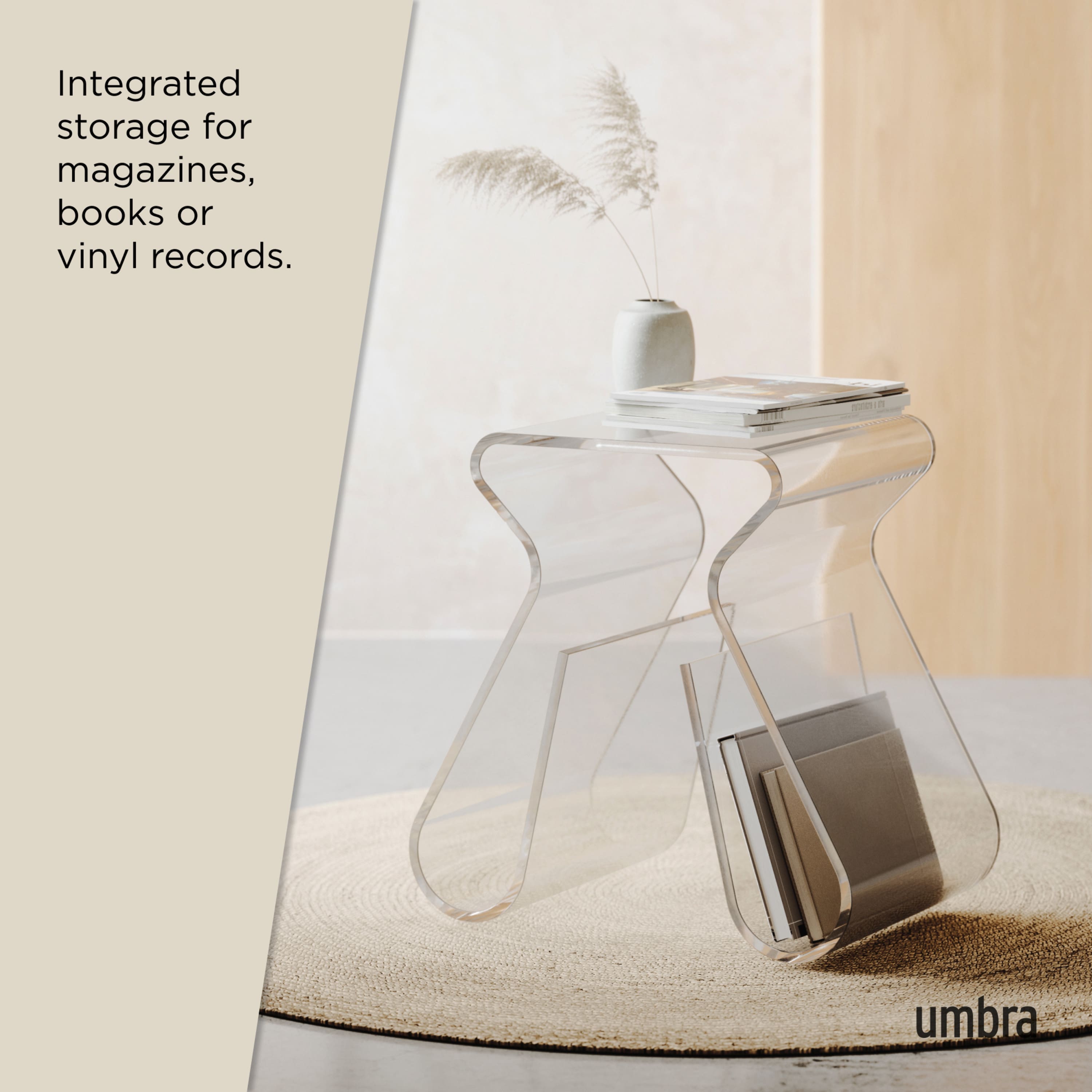 Umbra 17" x 17" Clear Magino Stool with Magazine Rack