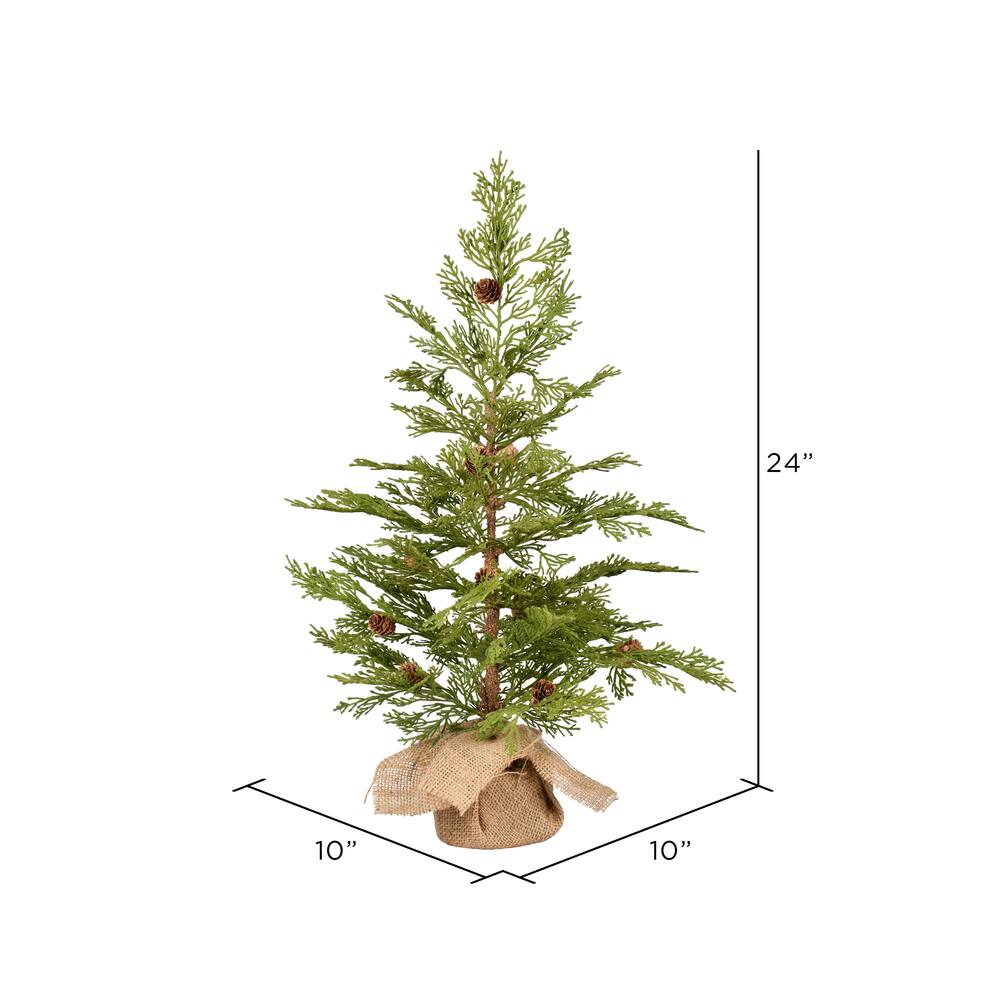 24" Unlit Cedar Pine Artificial Christmas Tree in Burlap Base