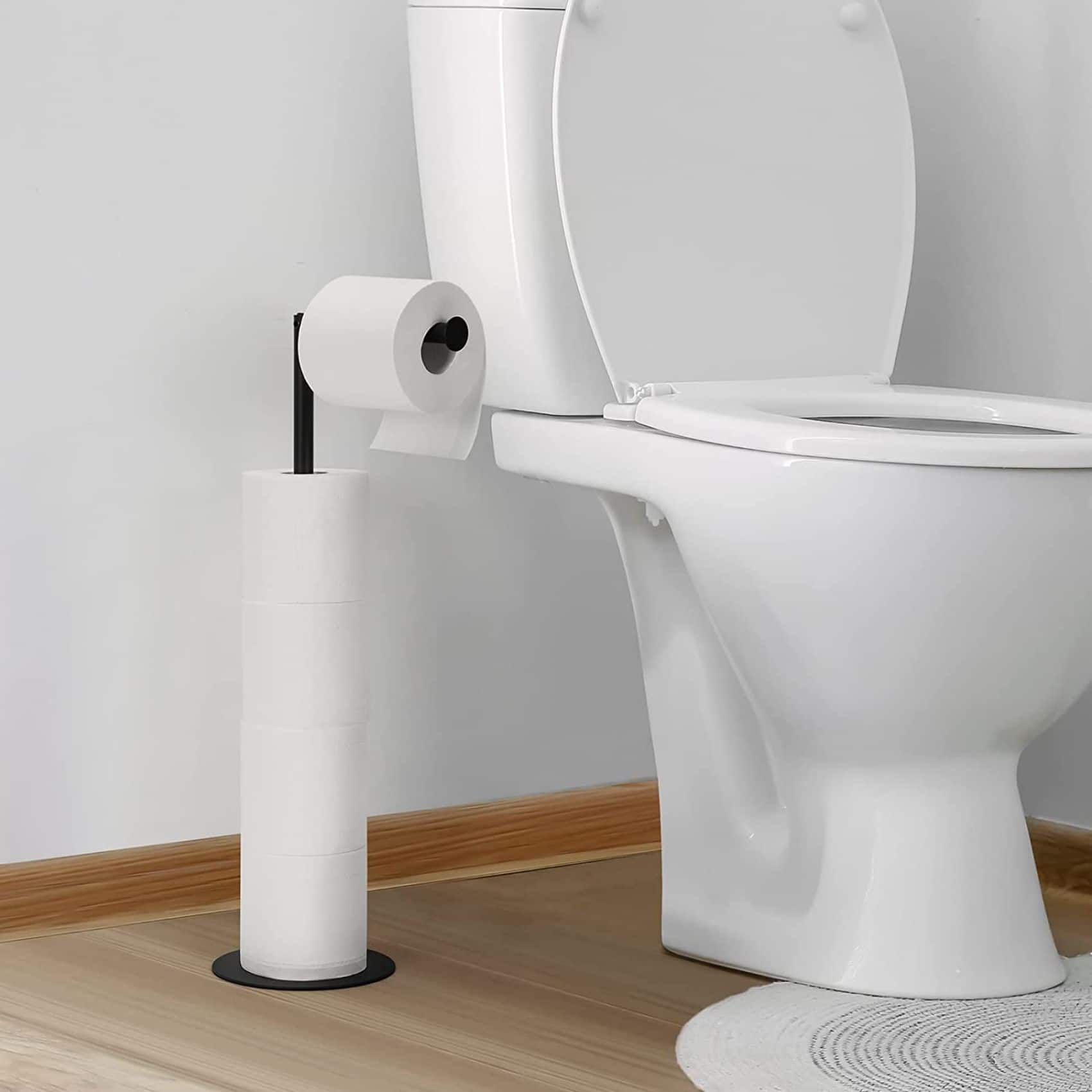 NEX™ 21" Black Freestanding Metal Toilet Paper Holder