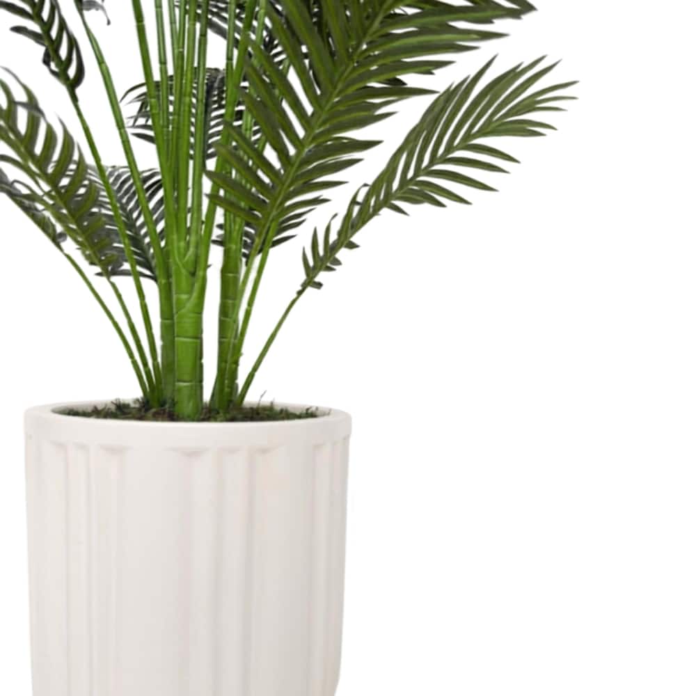 House of Silk Flowers 4.5ft. Green Faux Areca Palm in Panelled Ceramic Pot