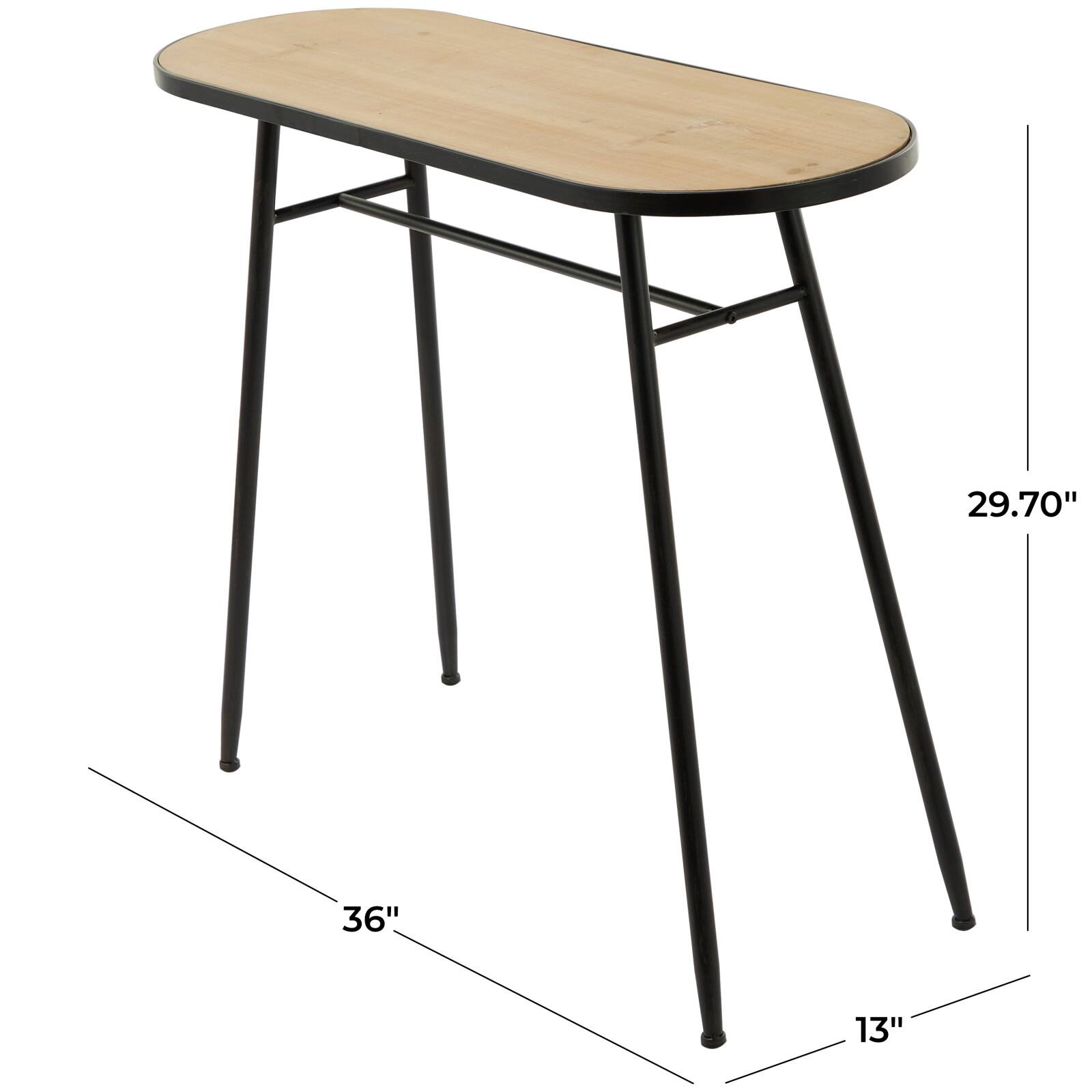 30" Brown Metal Industrial Console Table