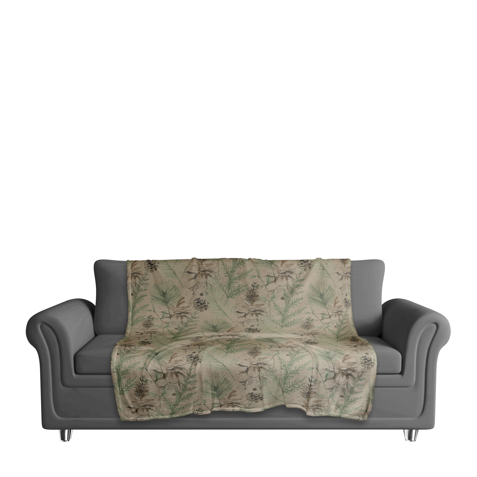 Pinecones & Greenery on Coral Fleece Blanket