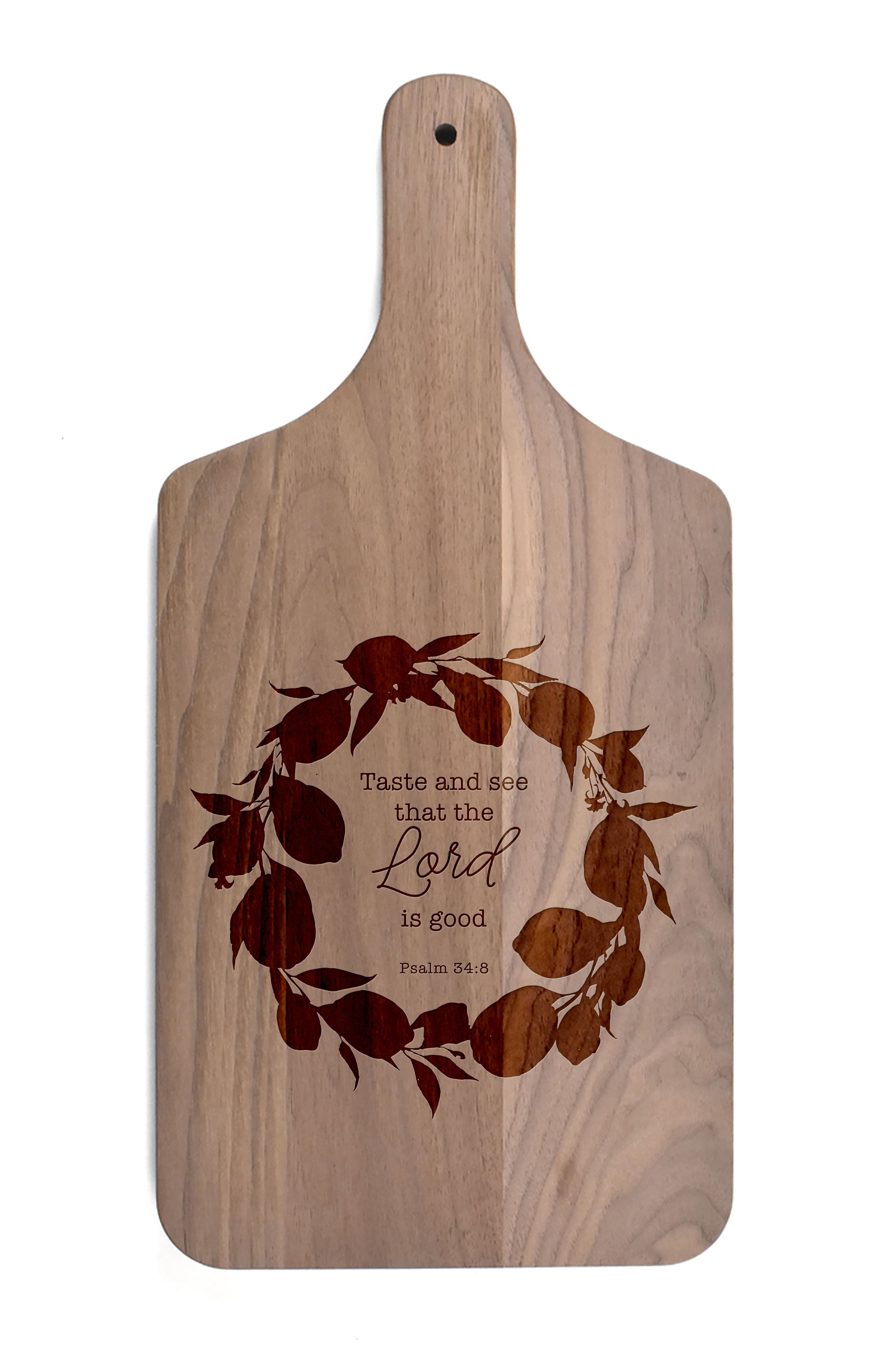 Lemon Wreath 8" x 17" Walnut Paddle Cutting Board