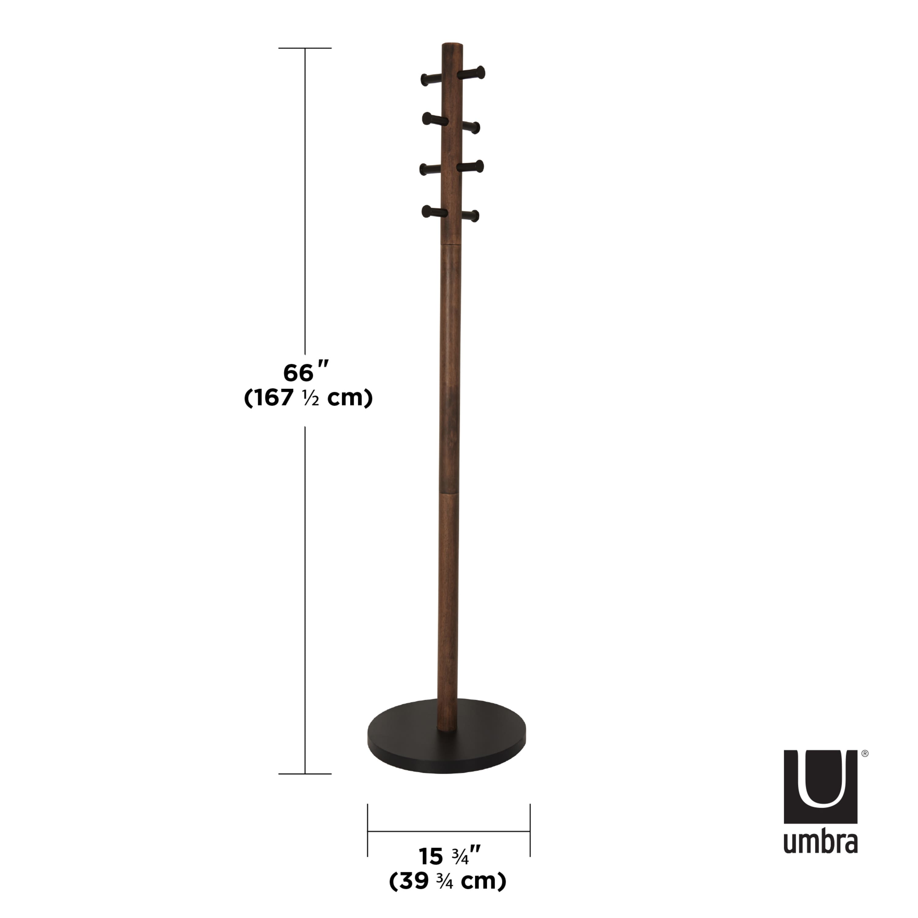 Umbra 66" Black & Walnut Pillar Coat Rack