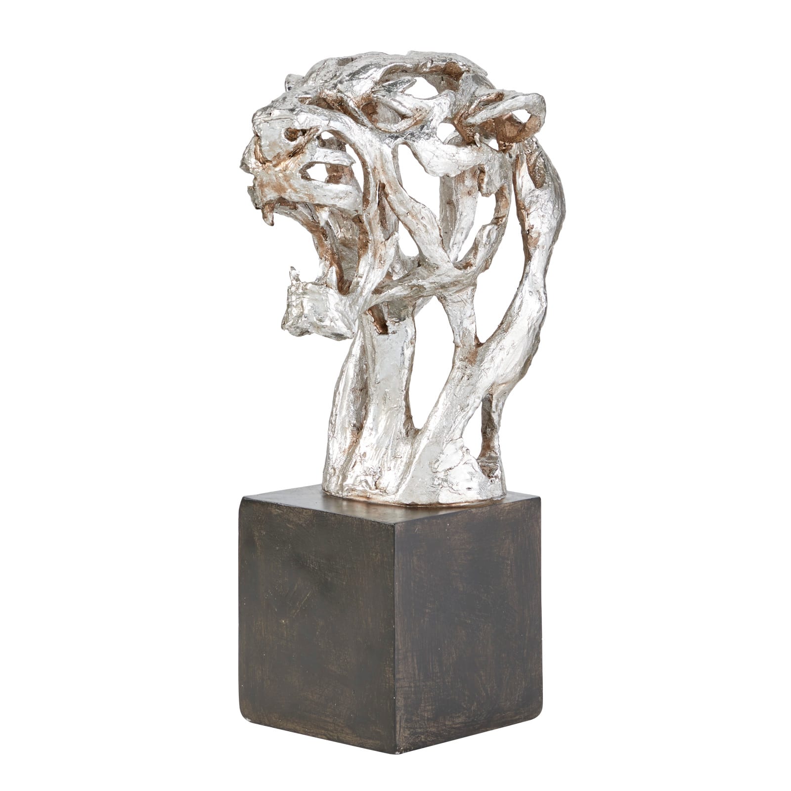 16" Silver Eclectic Leopard Sculpture