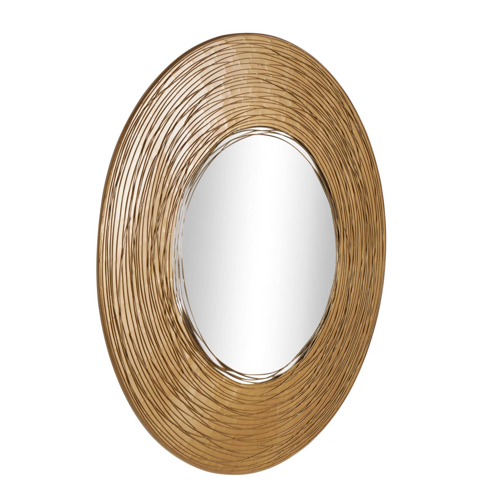 Gold Abstract Overlapping Wire Rings Metal Wall Mirror