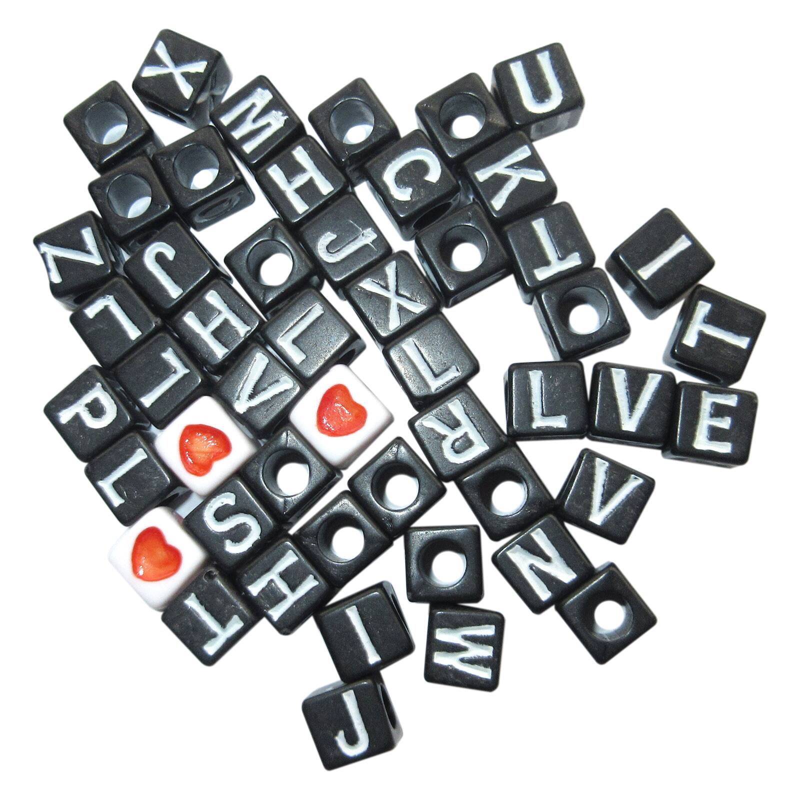 Black Alphabet Square Cube Beads by Creatology™