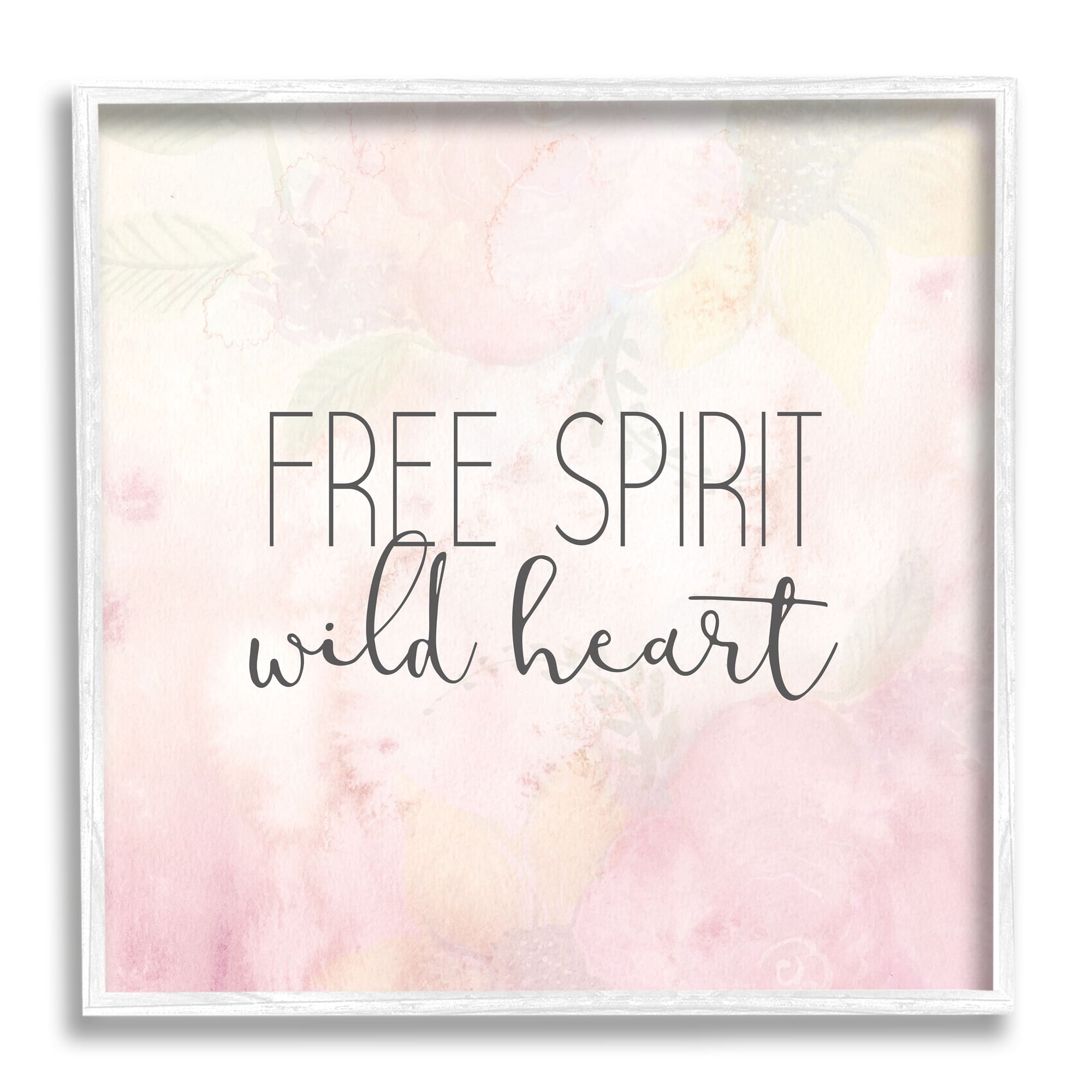 Stupell Industries Free Spirit Wild Heart Inspirational Pastel Watercolor Framed Giclee Art