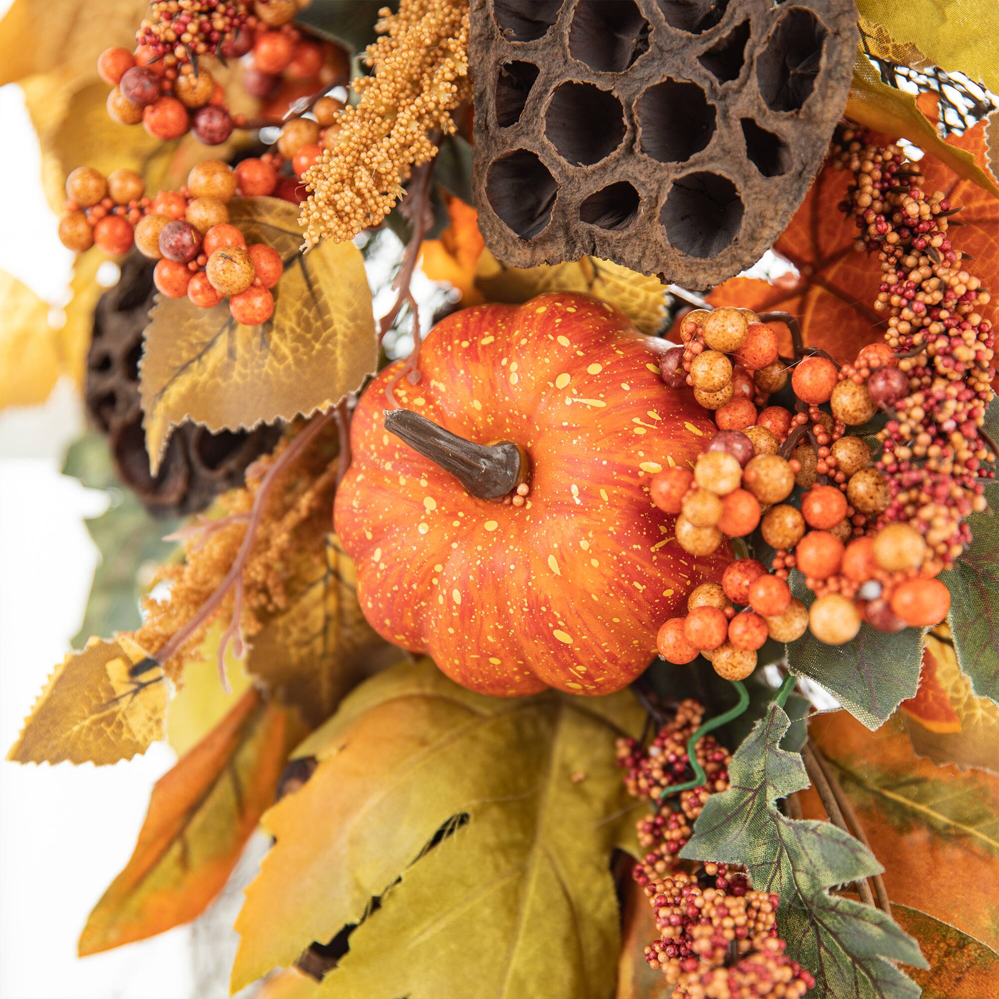 Glitzhome® 25" Fall Pumpkin Leaf Swag