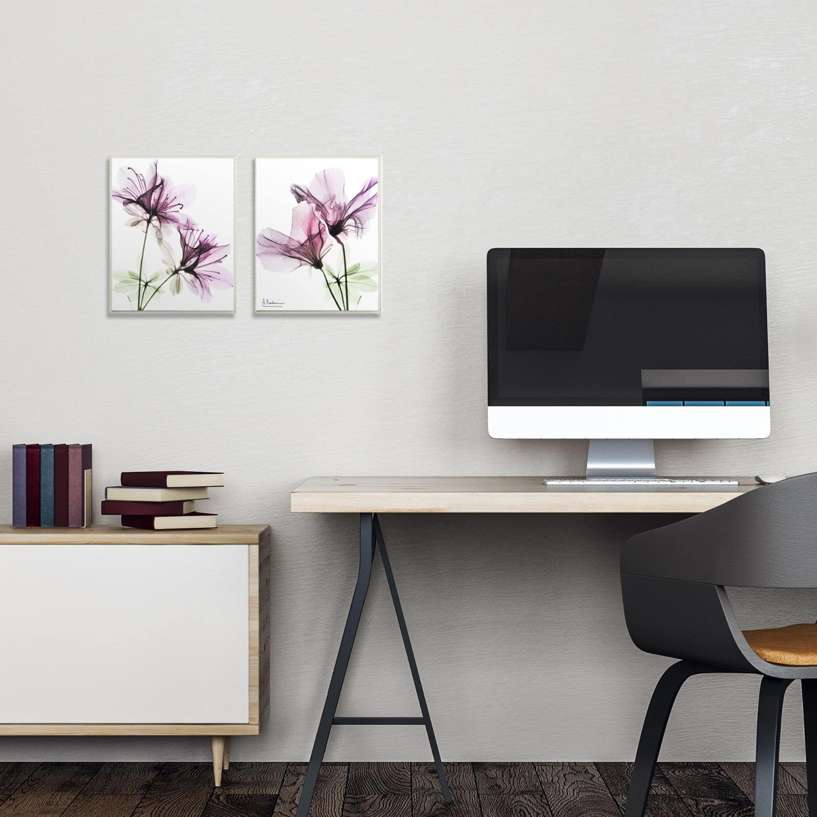 Stupell Industries Purple Flower Bloom Framed Wall Art Set