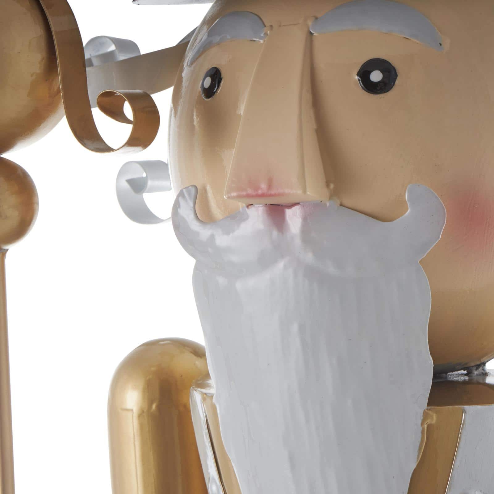 46.5" Gold & Silver Metal Standing Nutcracker Sculpture