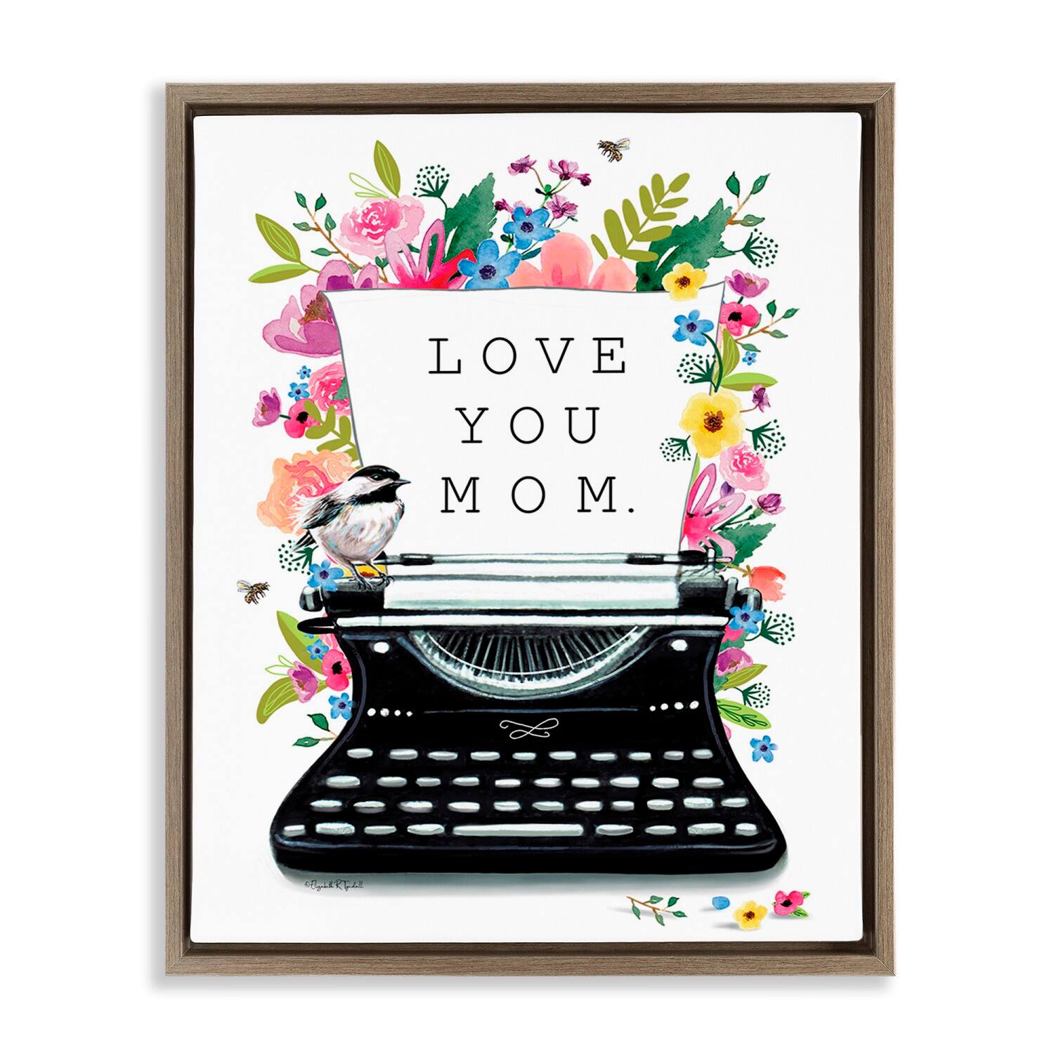 Stupell Industries Love You Mom Typewriter Floater Framed Art