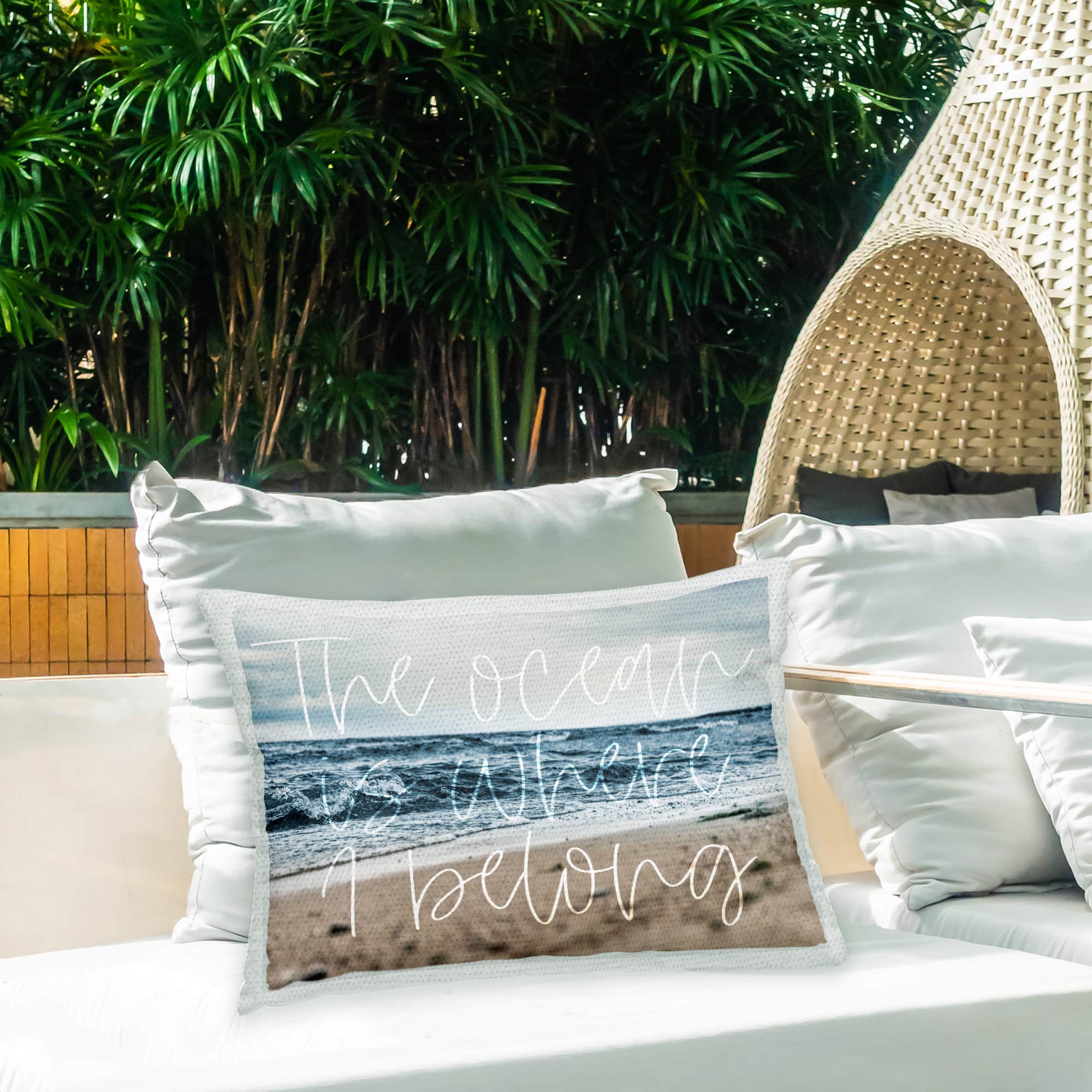 Stupell Industries 14" x 20" Ocean Where I Belong Outdoor Printed Throw Pillow