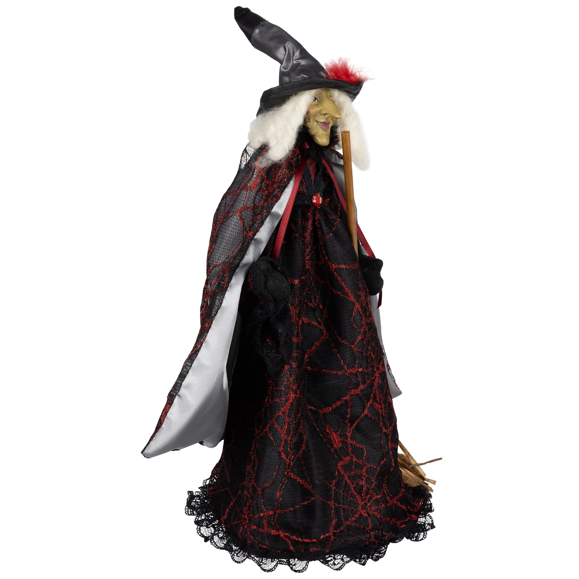 Victorian Style Witch with Broom Halloween Figure - 18"