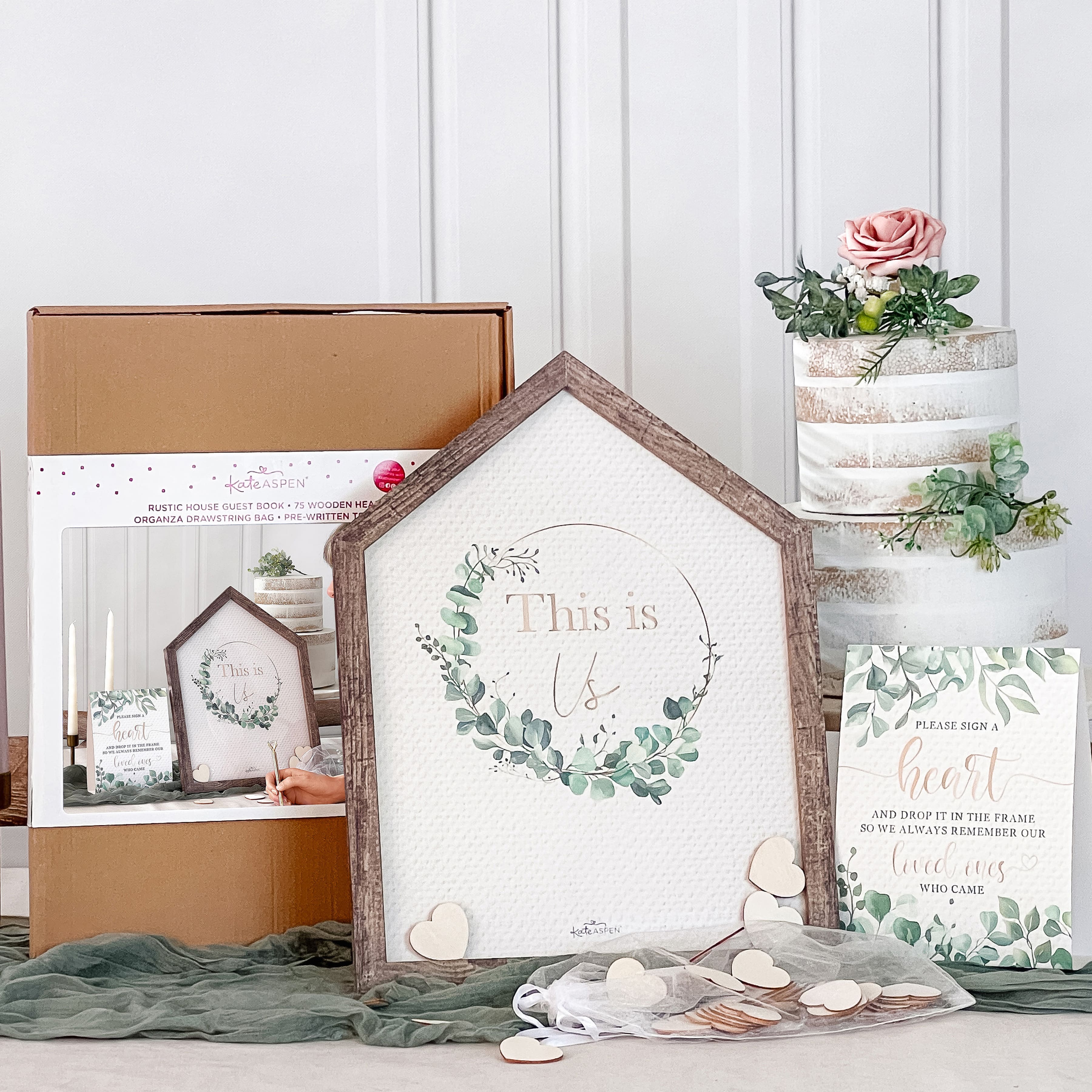 Kate Aspen® Modern Rustic House Shape Wedding Guest Book Alternative