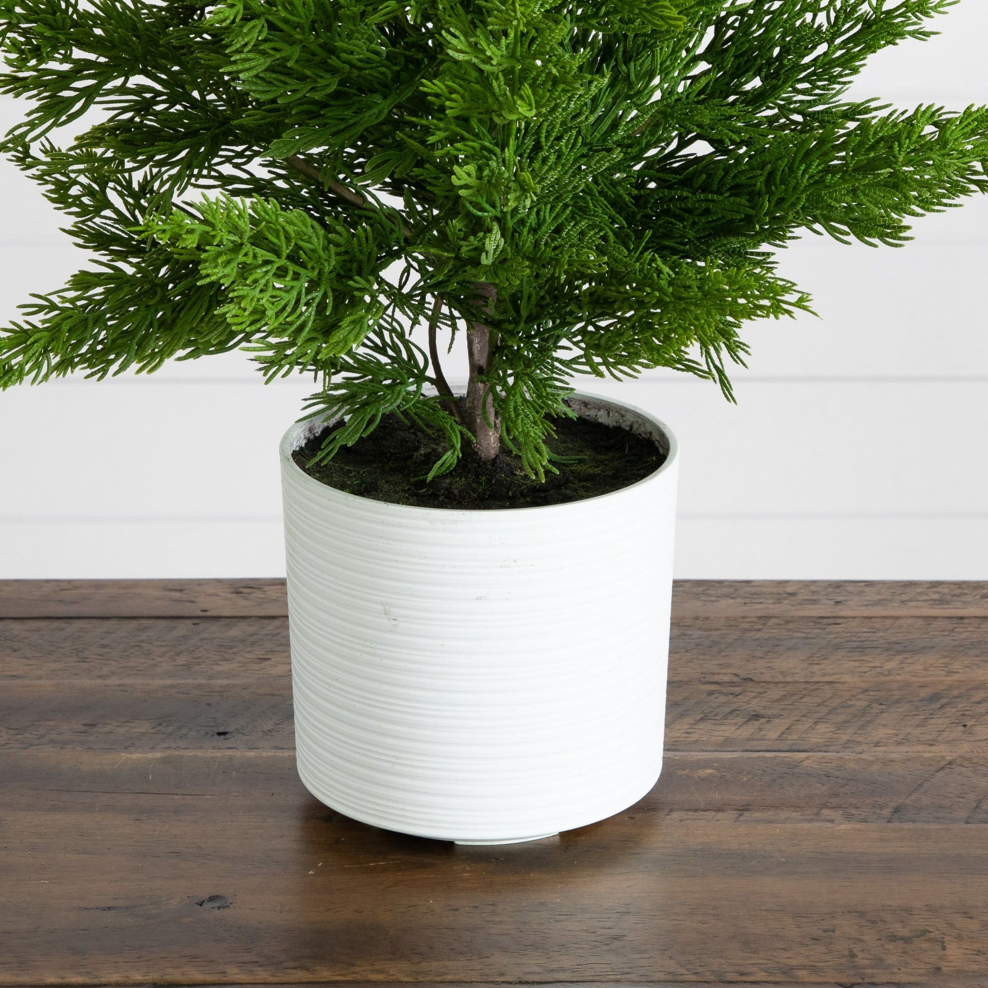 Nearly Natural 28" Artificial Real Touch Christmas Spruce Pine in White Decorative Planter