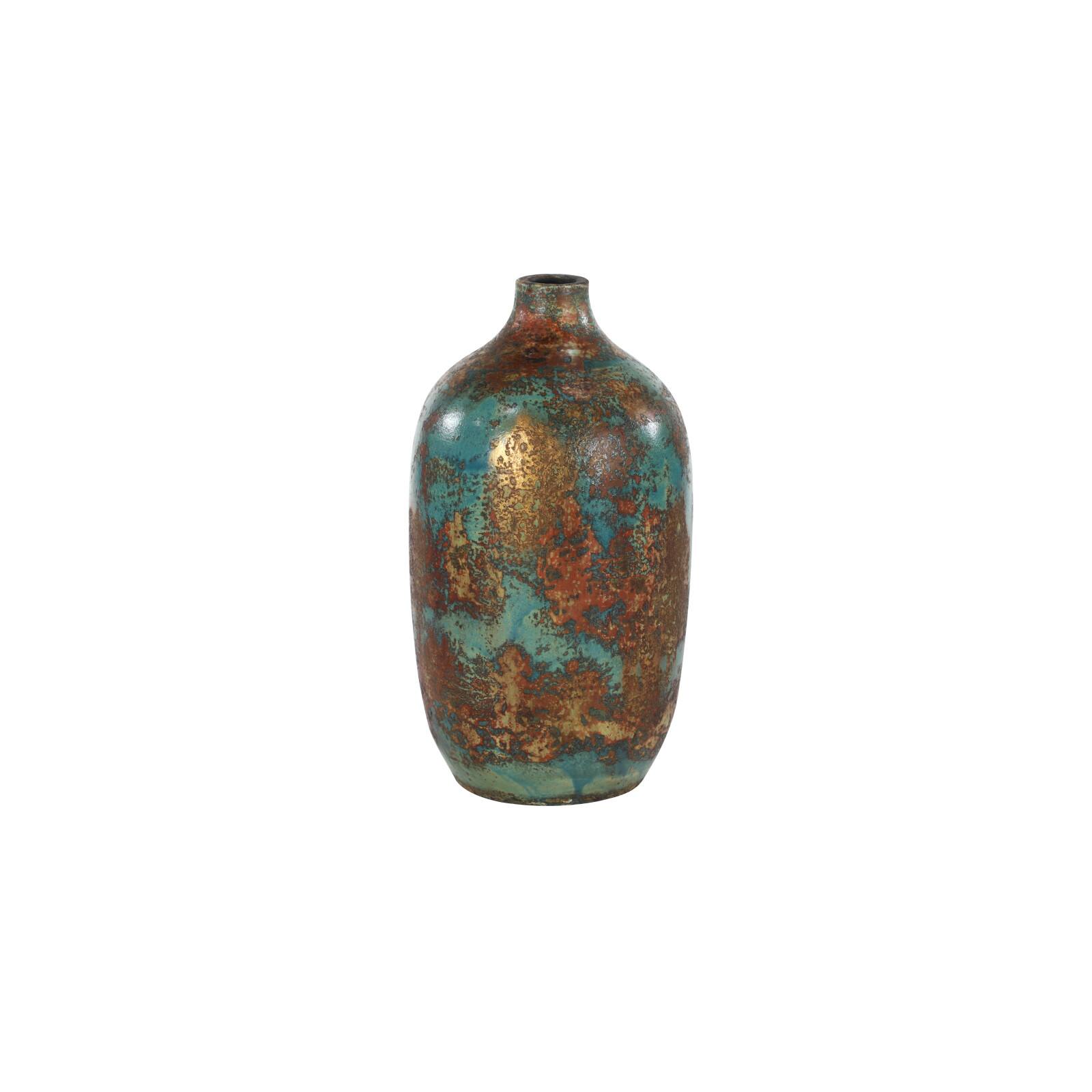 16" Blue Ceramic Rustic Vase