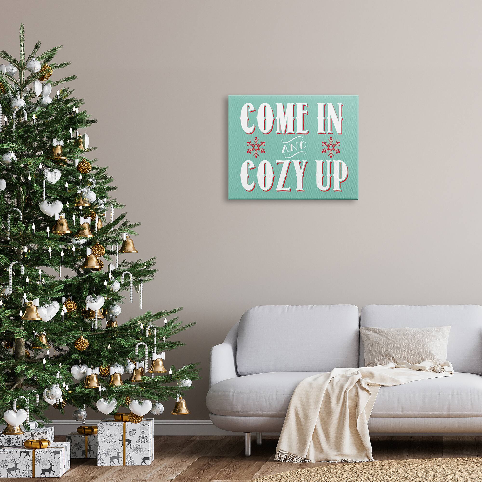 Stupell Industries Come In & Cozy Up Snowflake Phrase Canvas Wall Art