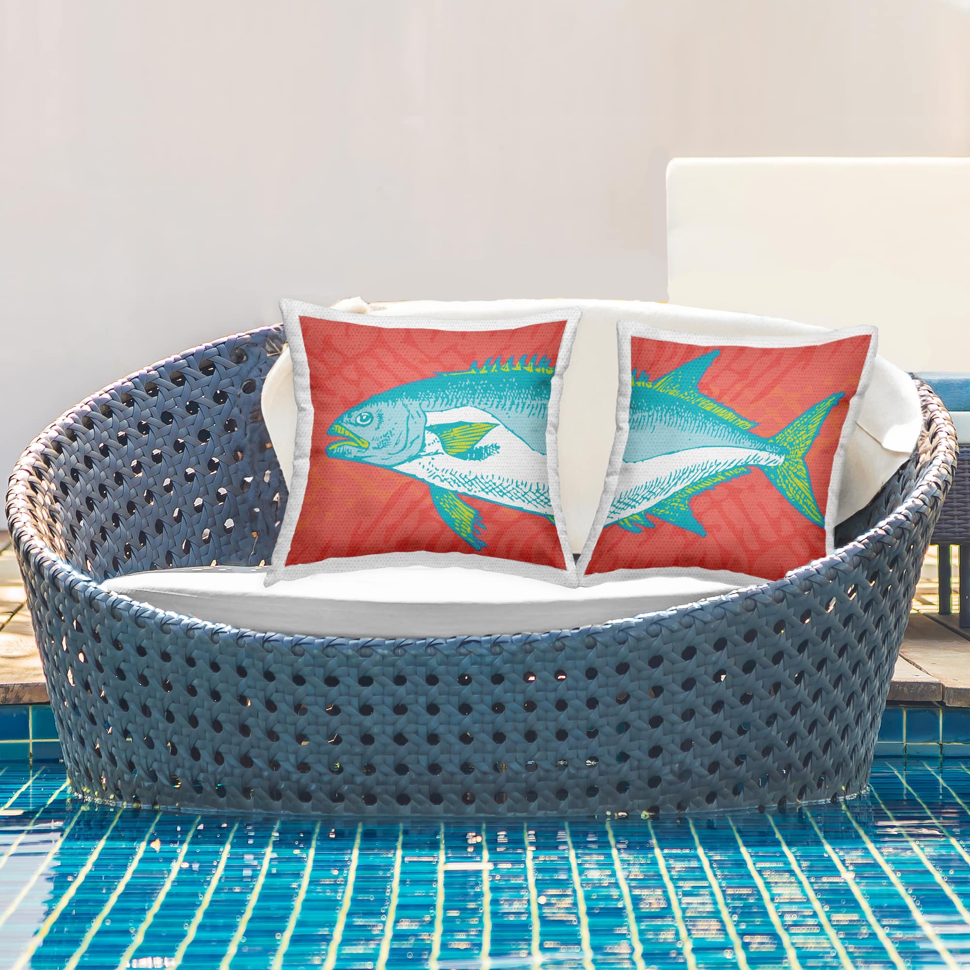Stupell Industries 18" x 18" Vivid Tuna Aquatic Fish Outdoor Print Throw Pillow Set