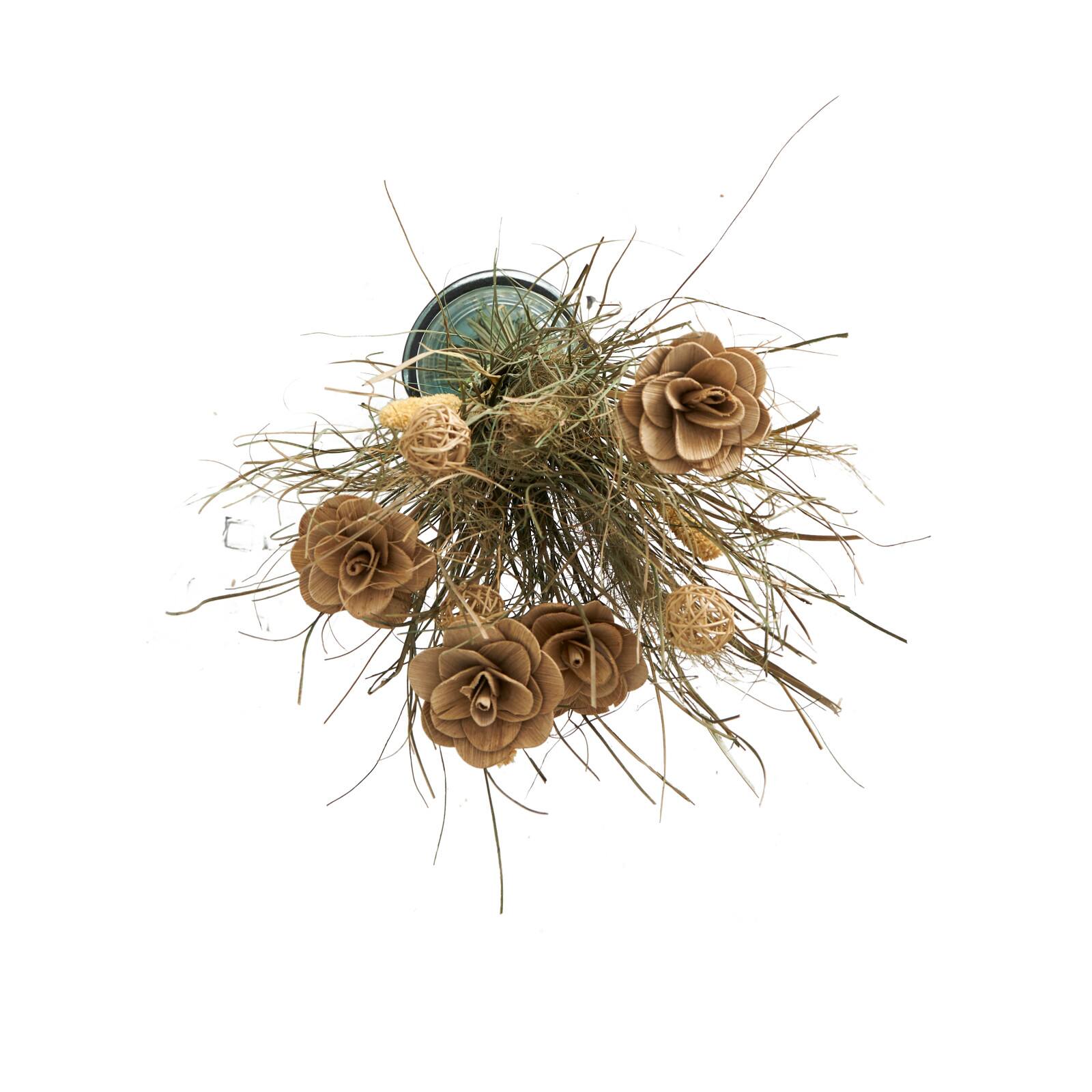 41" Brown Dried Plant Floral Bouquet Grass Natural Foliage with Deco Ball Accents