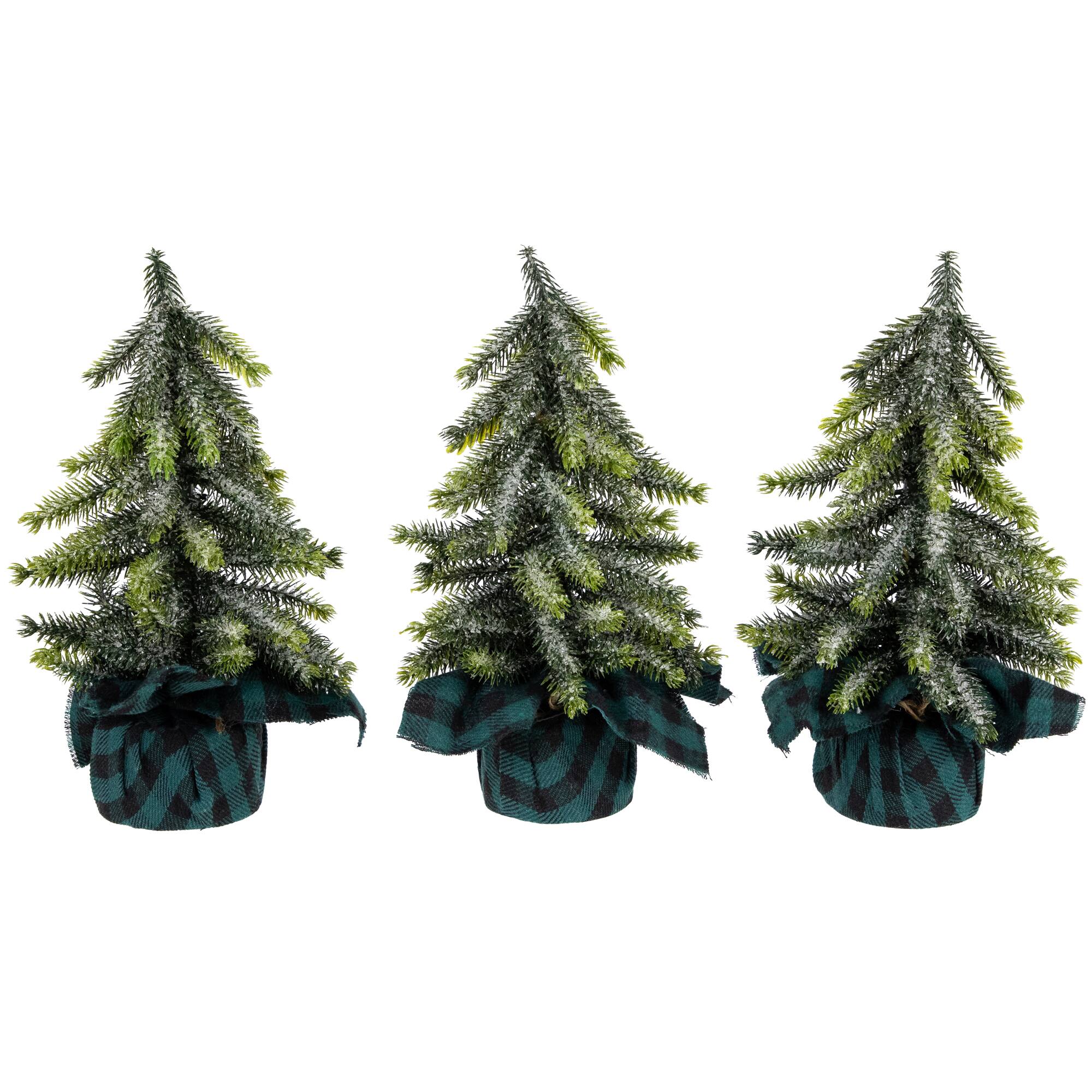 9" Unlit Iced Downswept Pine Artificial Christmas Tree Set By Northlight in Green | Michaels®