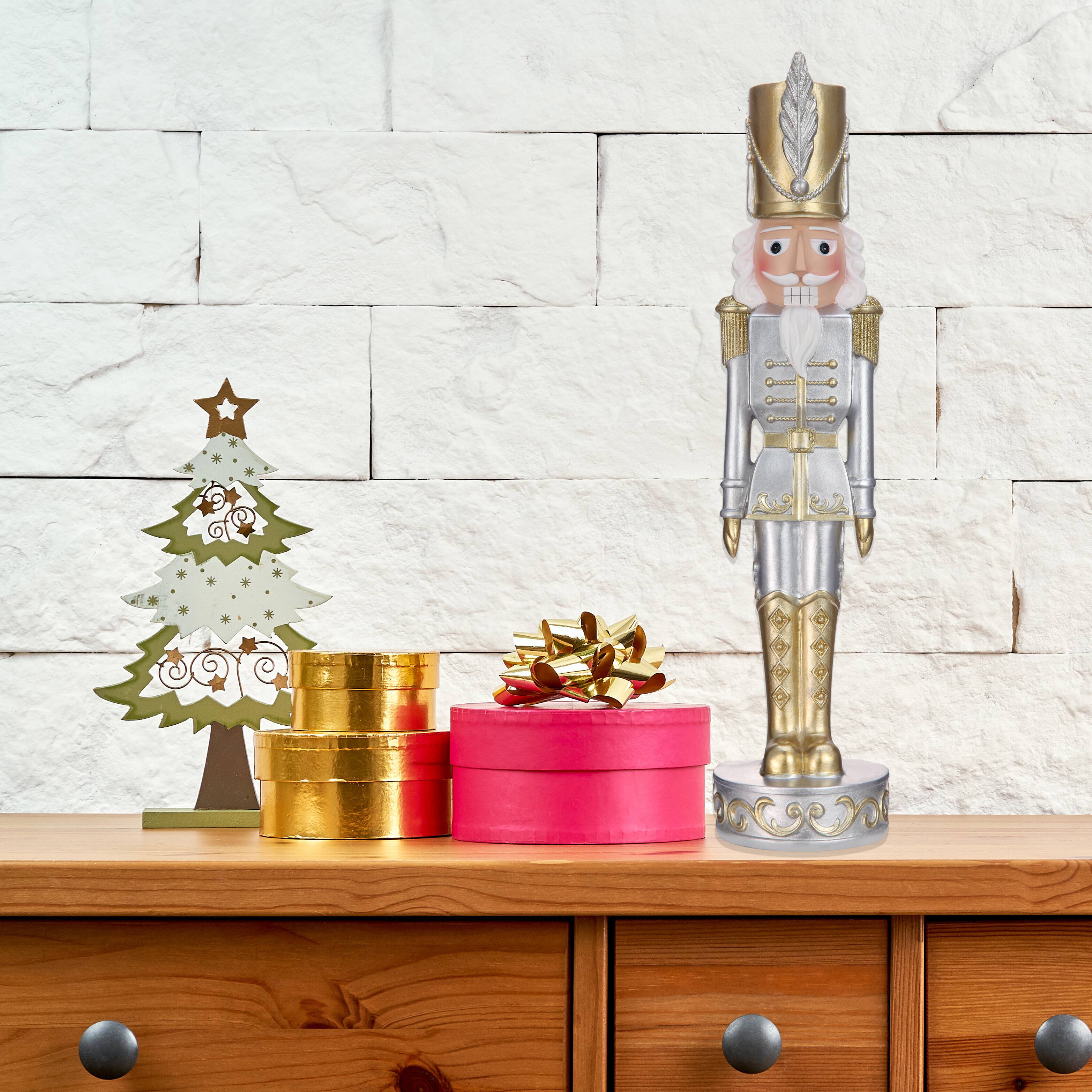 Haute Decor 12.5" Gold & Silver Tabletop Christmas Nutcracker Soldier