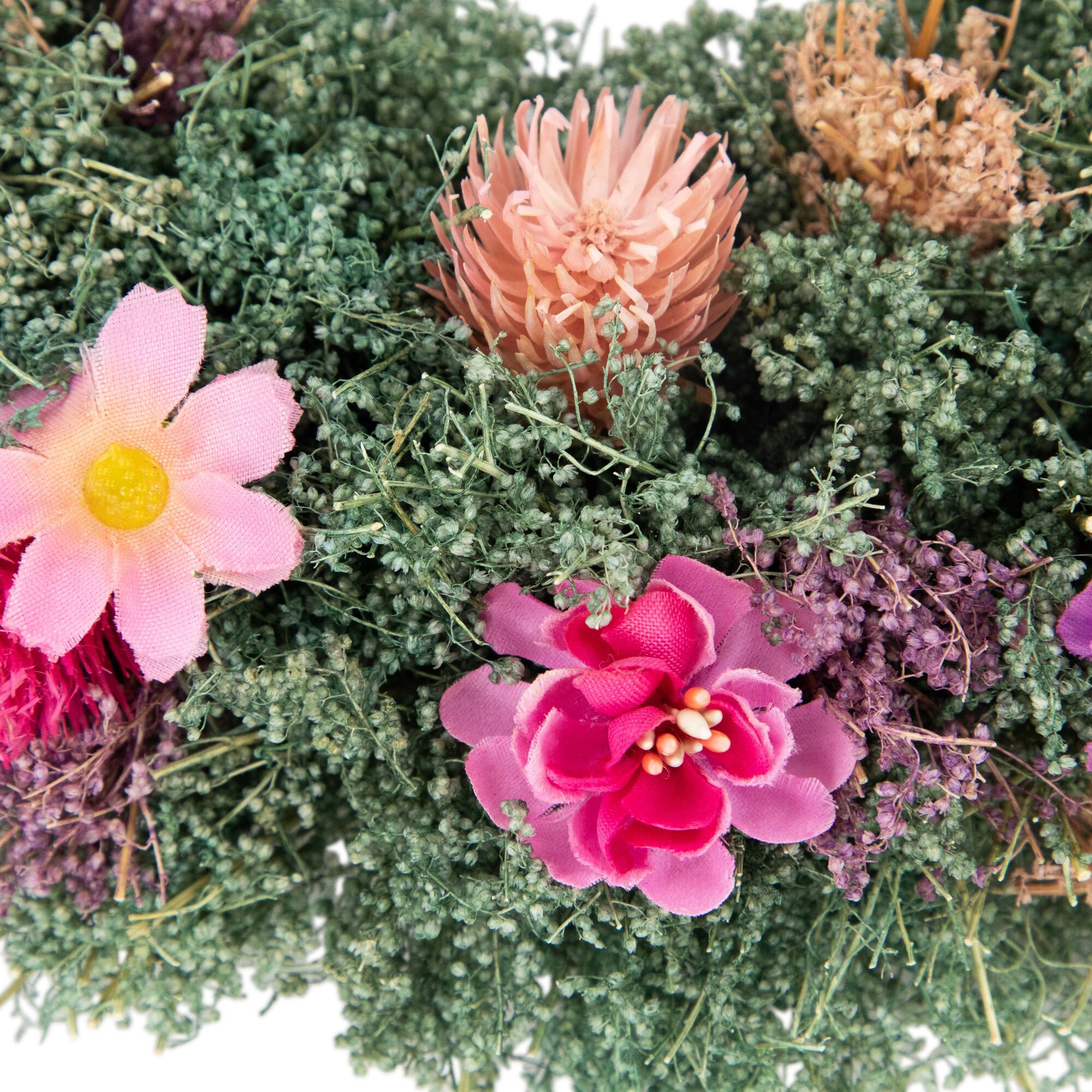 13" Pink Rose & Purple Thistle Spring Wreath