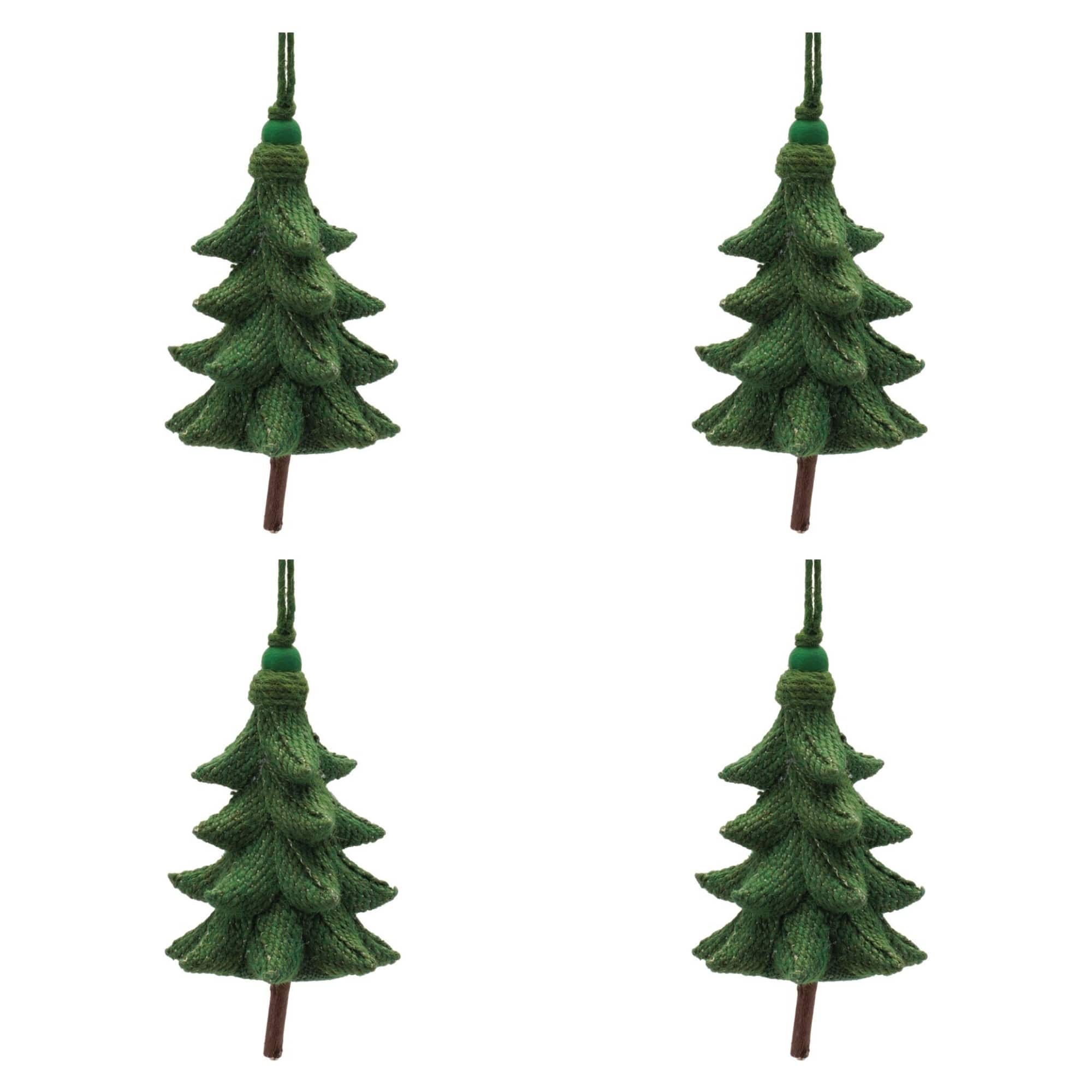 Melrose 5.5" Green Rustic Tree Ornaments, 4ct.