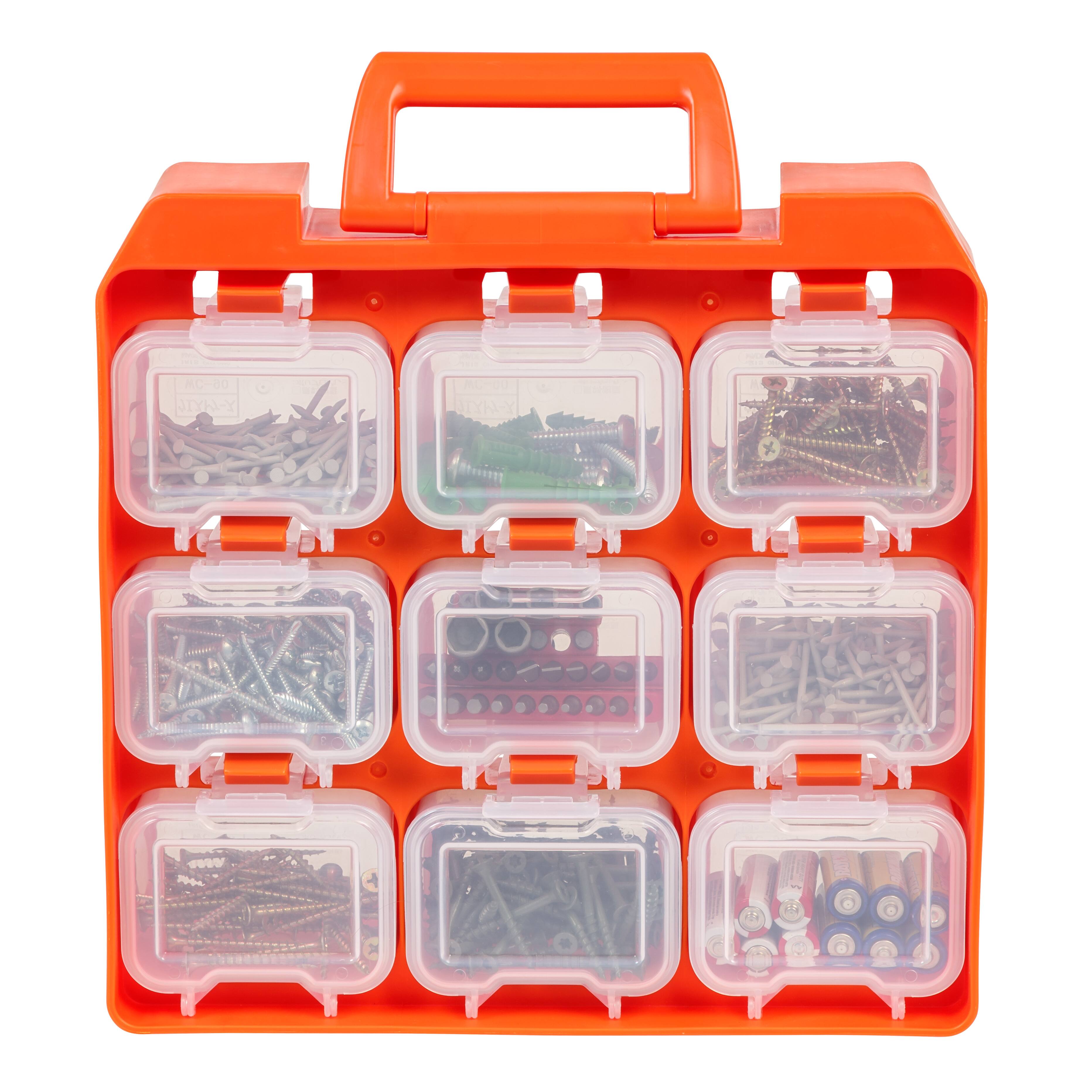 Iris® Orange 9-Compartment Utility Storage Case