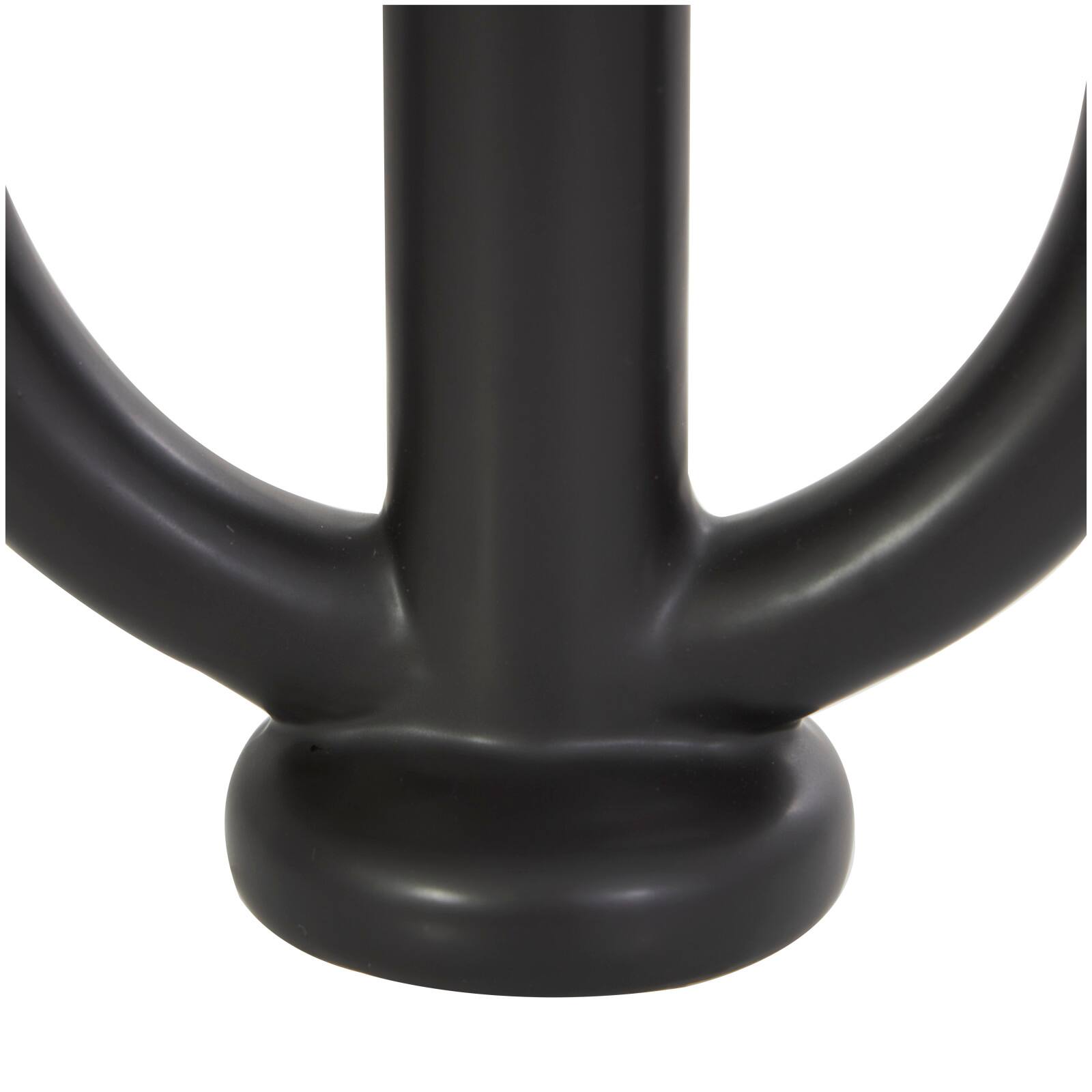 CosmoLiving by Cosmopolitan 10" Black & White Ceramic Geometric Ring Taper Candle Holder Set