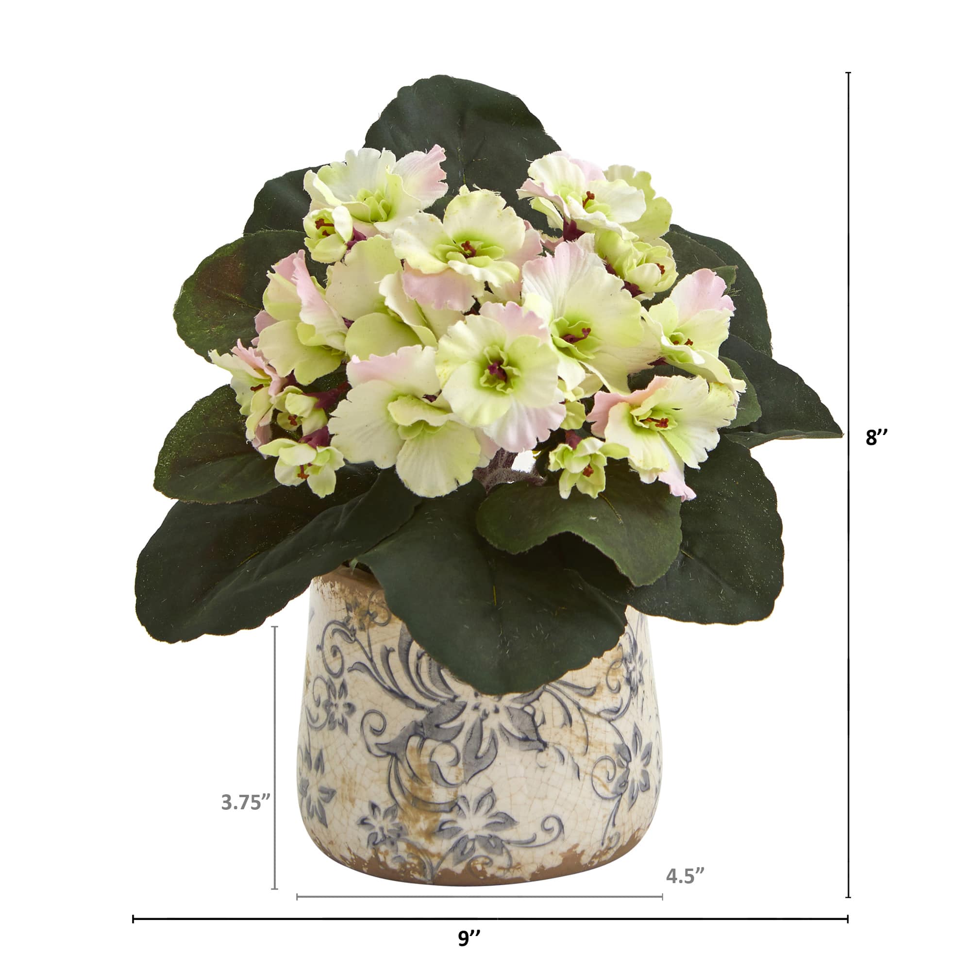 8" African Violet Artificial Plant in Floral Design Vase Set