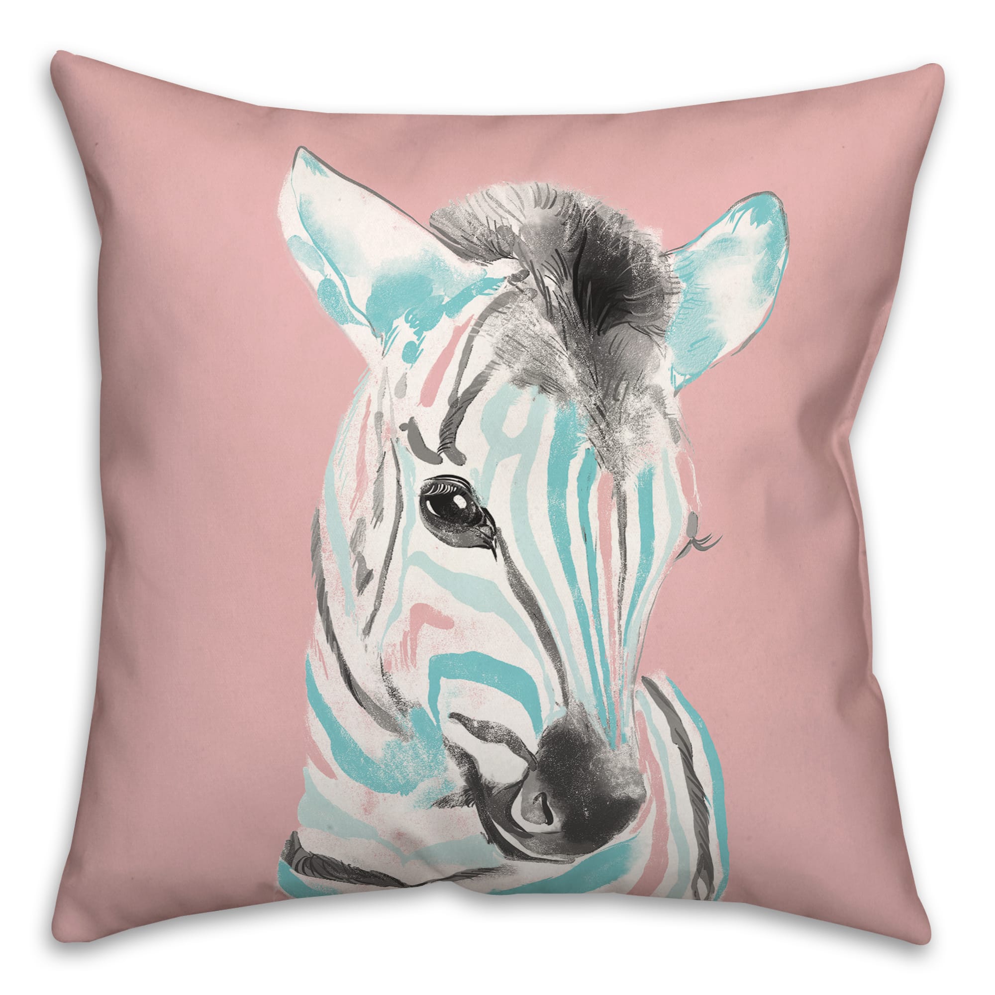 Zebra With Color 18" x 18" Throw Pillow