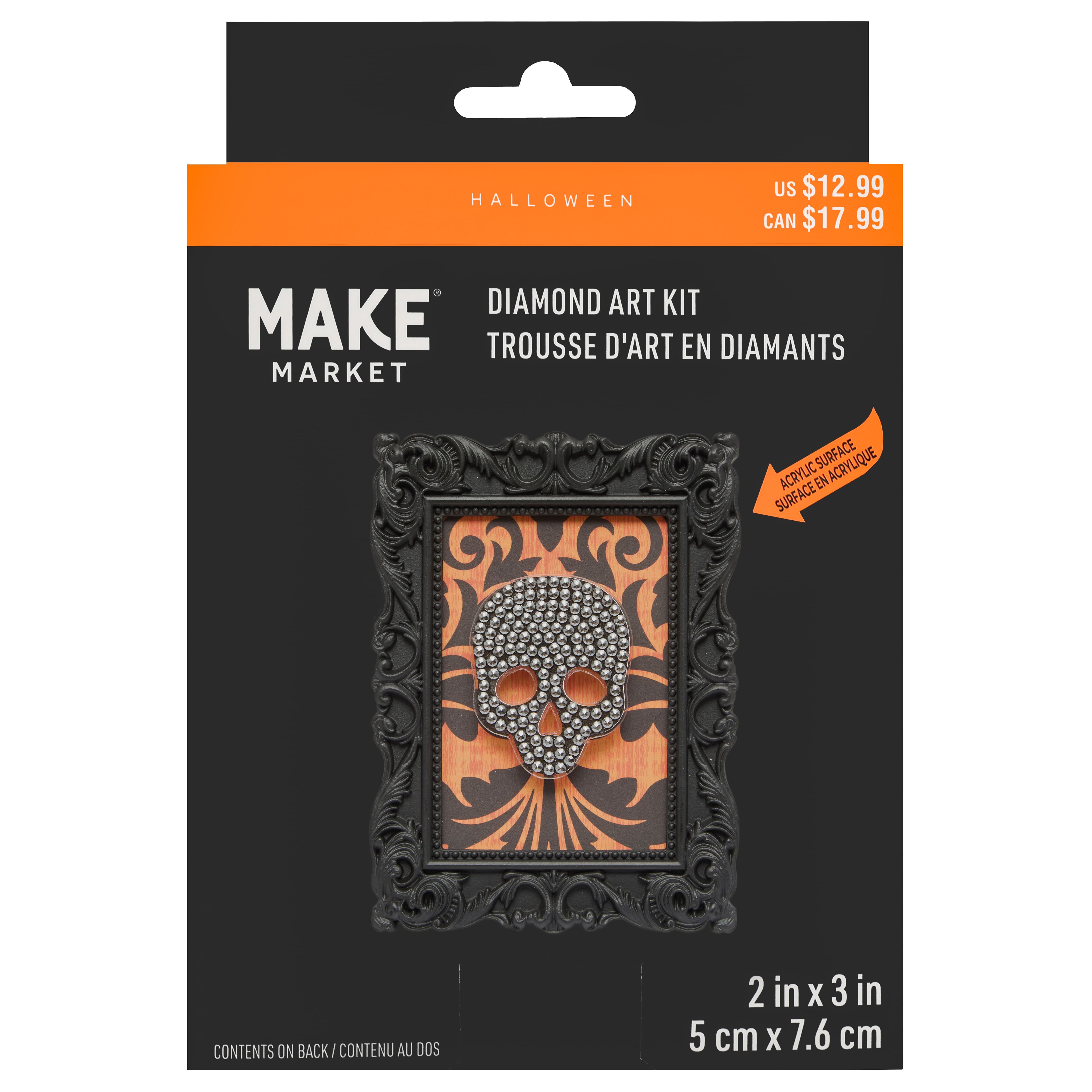 2" x 3" Skull Acrylic Surface Diamond Art Kit with Frame by Make Market®