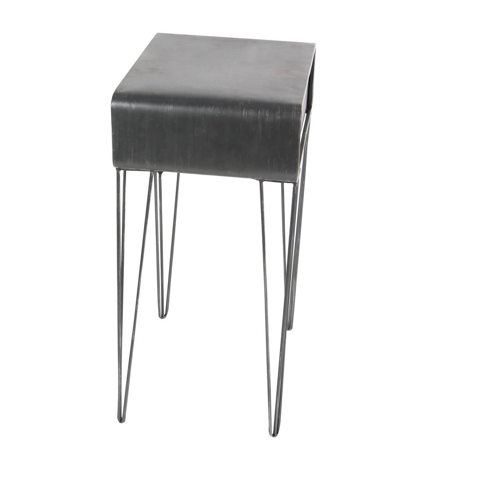 2ft. Black Iron and Wood Modern Accent Table