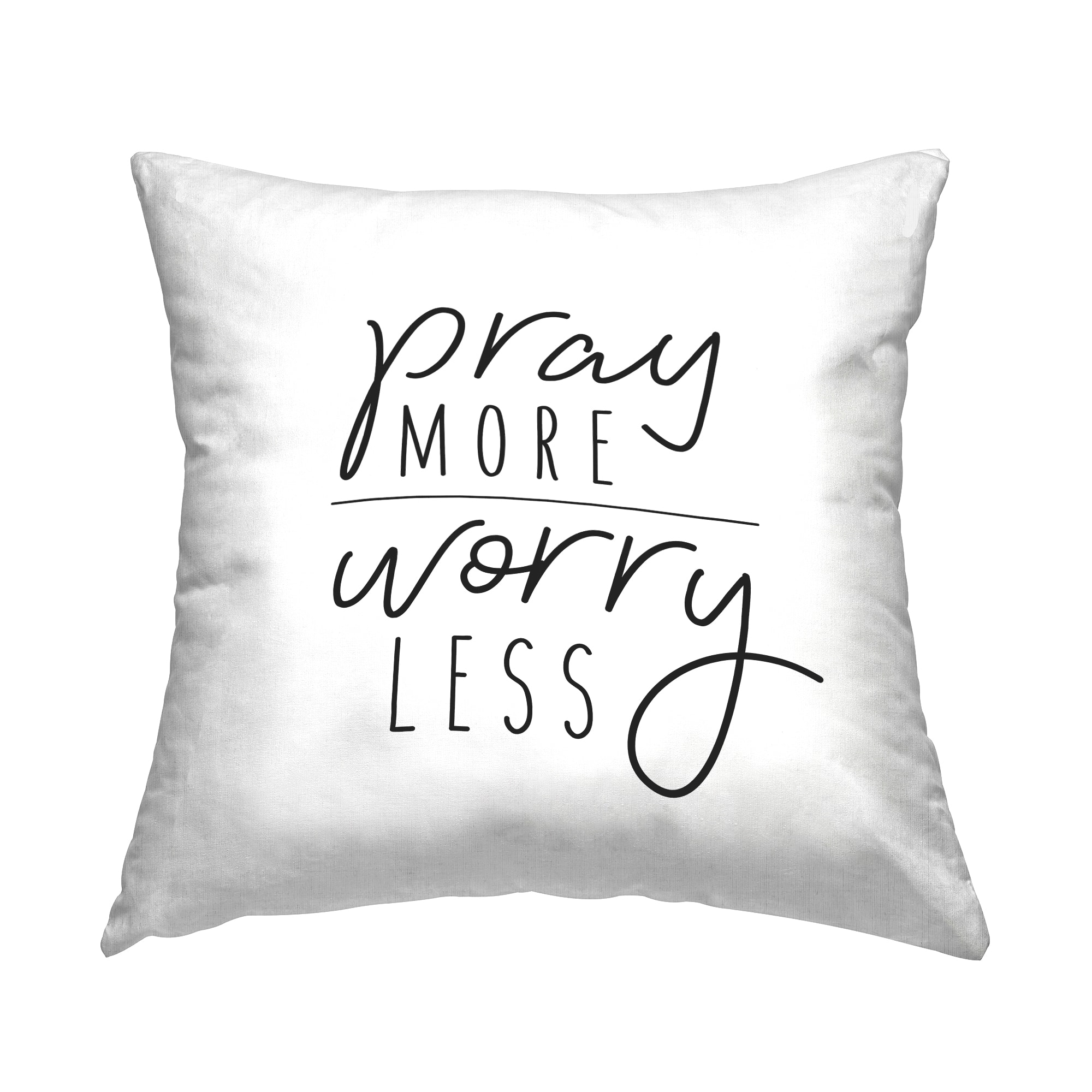 Stupell Industries Pray More Worry Less Sentiment Minimal Text Throw Pillow 18" x 18"