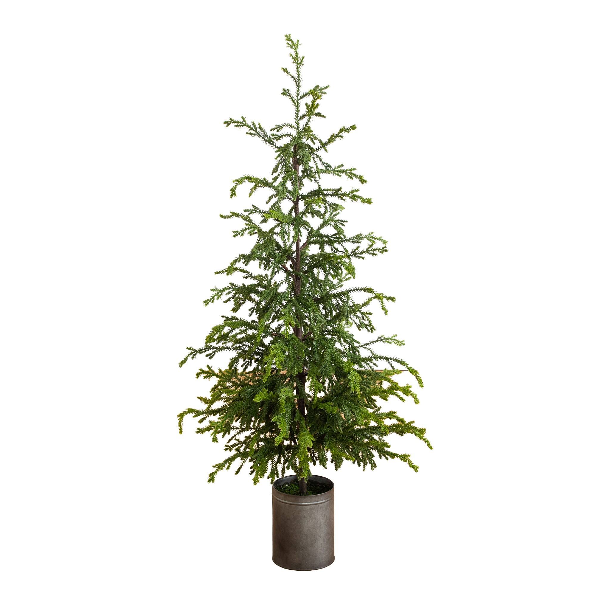 Nearly Natural 4ft. Artificial Real Touch Natural Look Norfolk Island Pine in Tin Planter