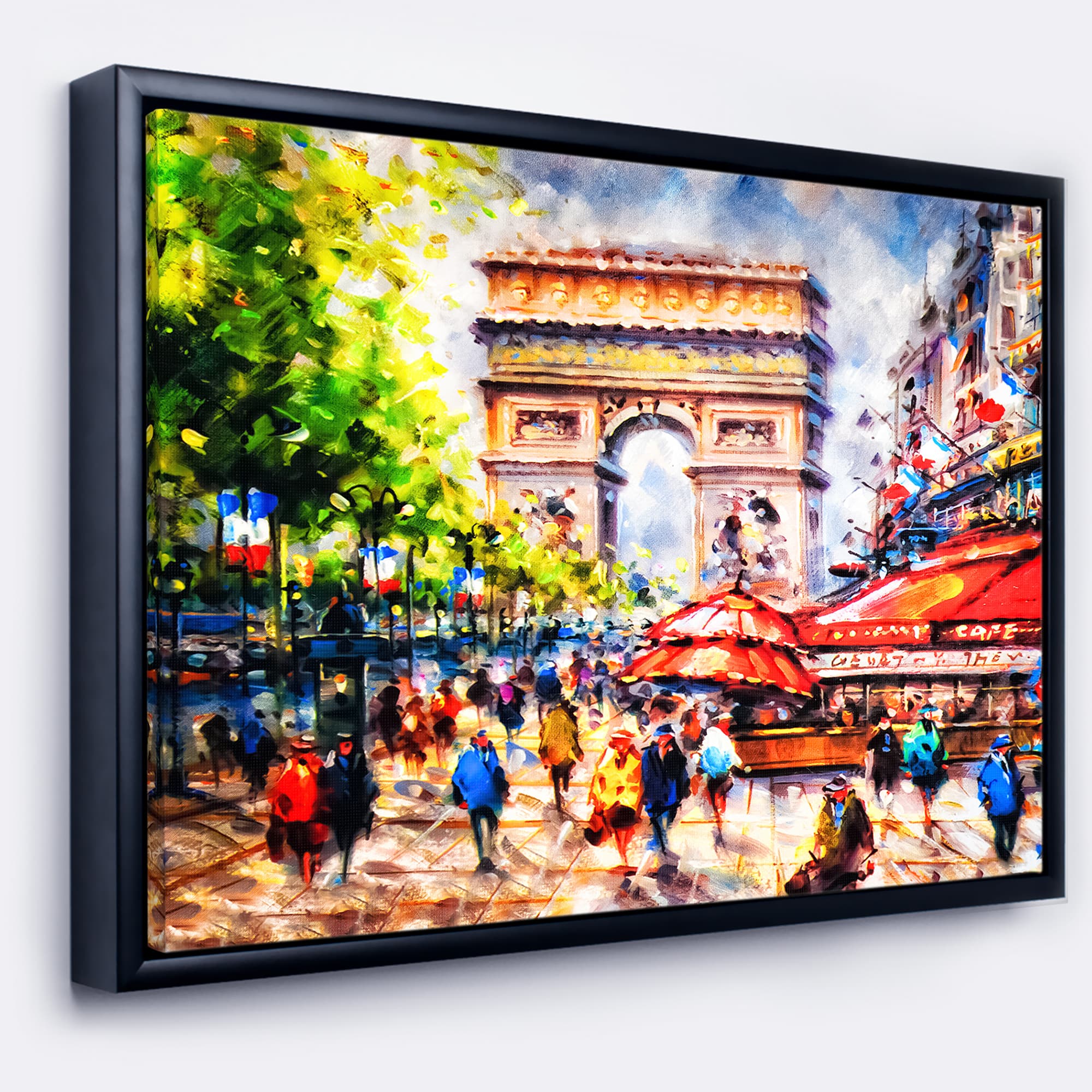Designart - Arc d Triomphe Paris - Cityscape Canvas Print in Black Frame