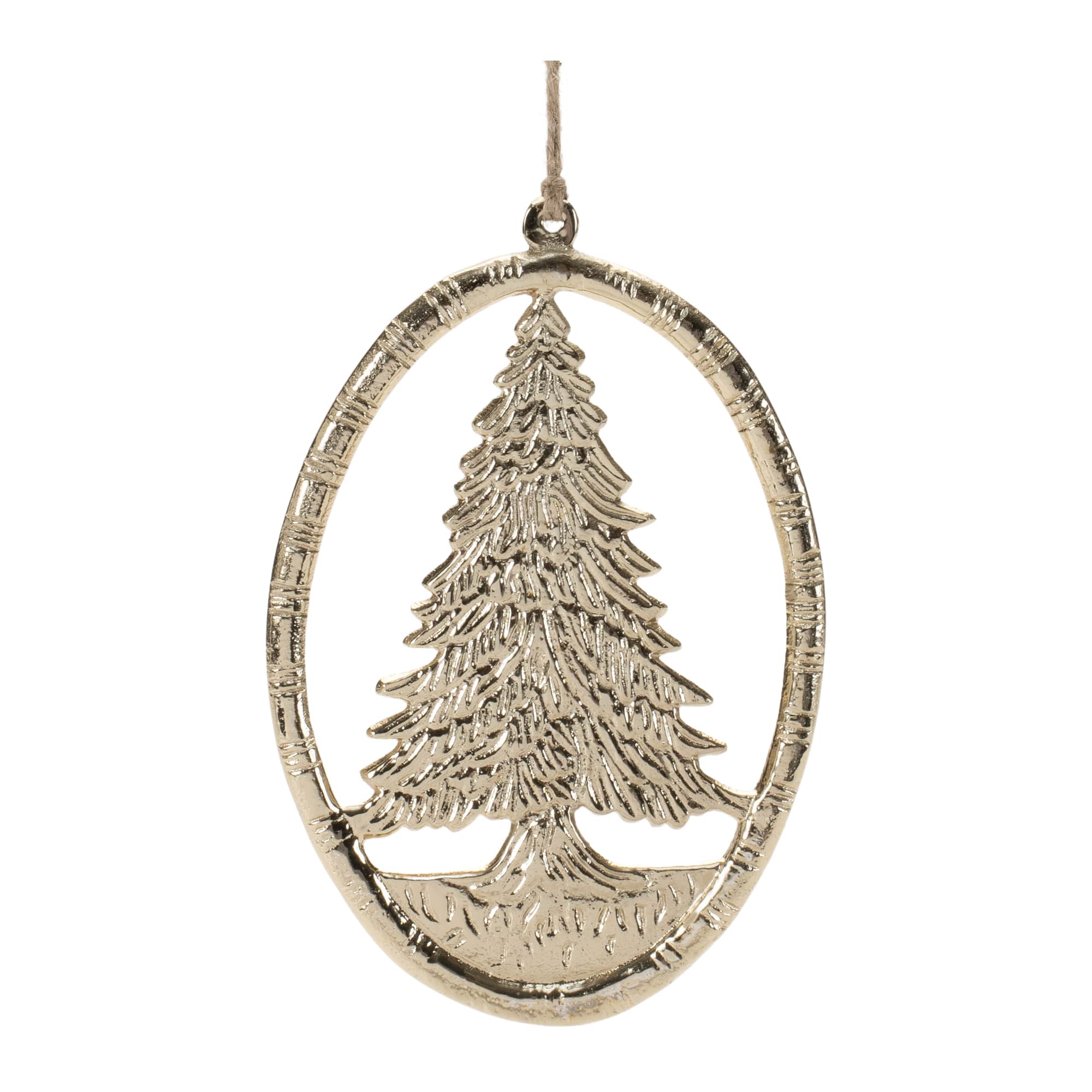 6.25" Etched Metal Pine Tree Ornaments, 12ct.