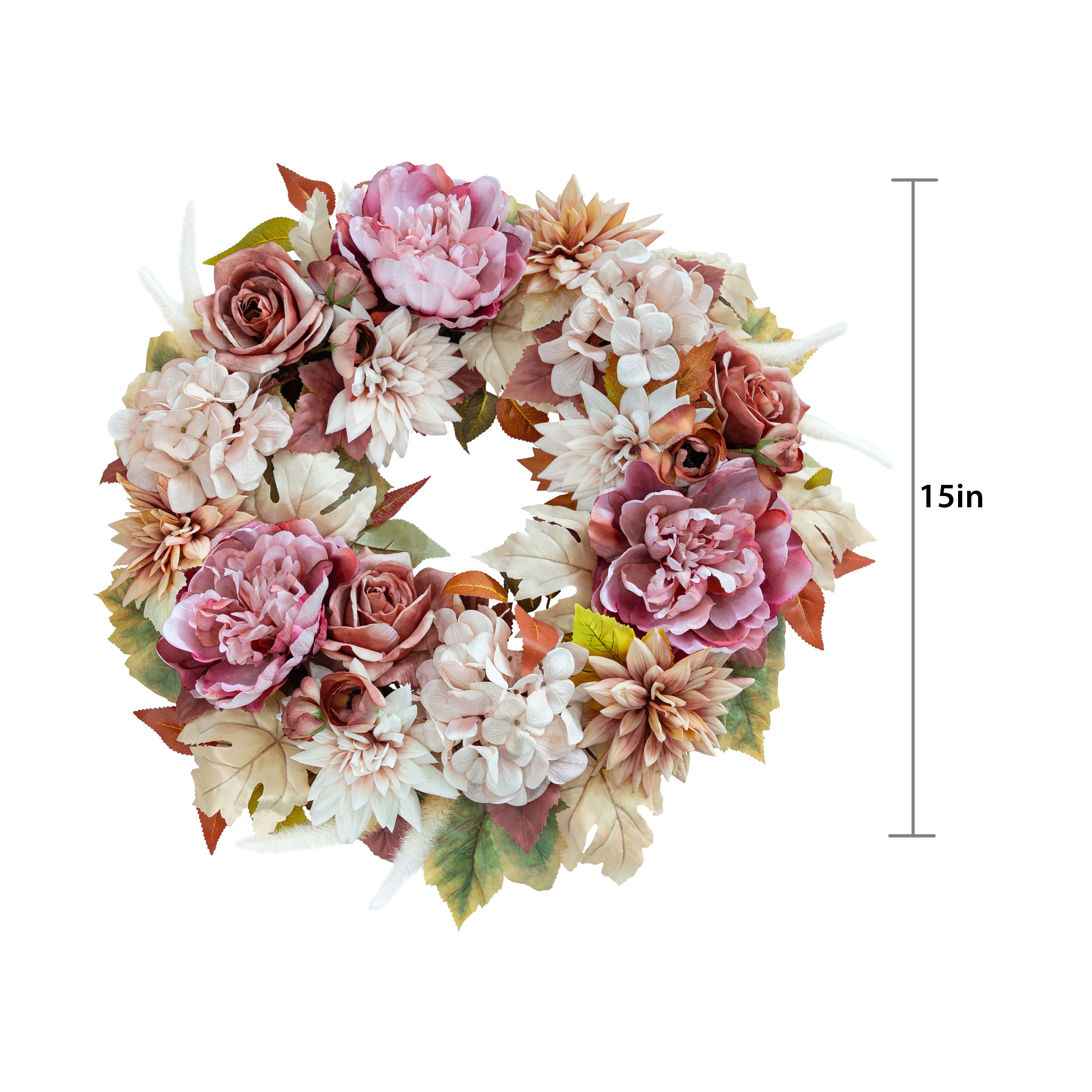 24" Cream Dahlia & Pink Peony Real Touch Wreath by Ashland®