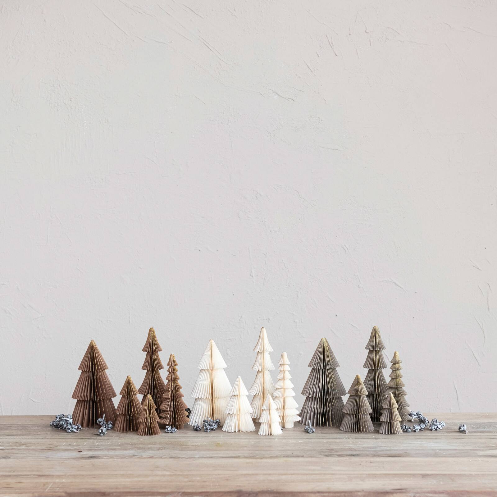 Hello Honey® Brown, Gray & Cream Paper Folding Honeycomb Tree Set with Gold Glitter