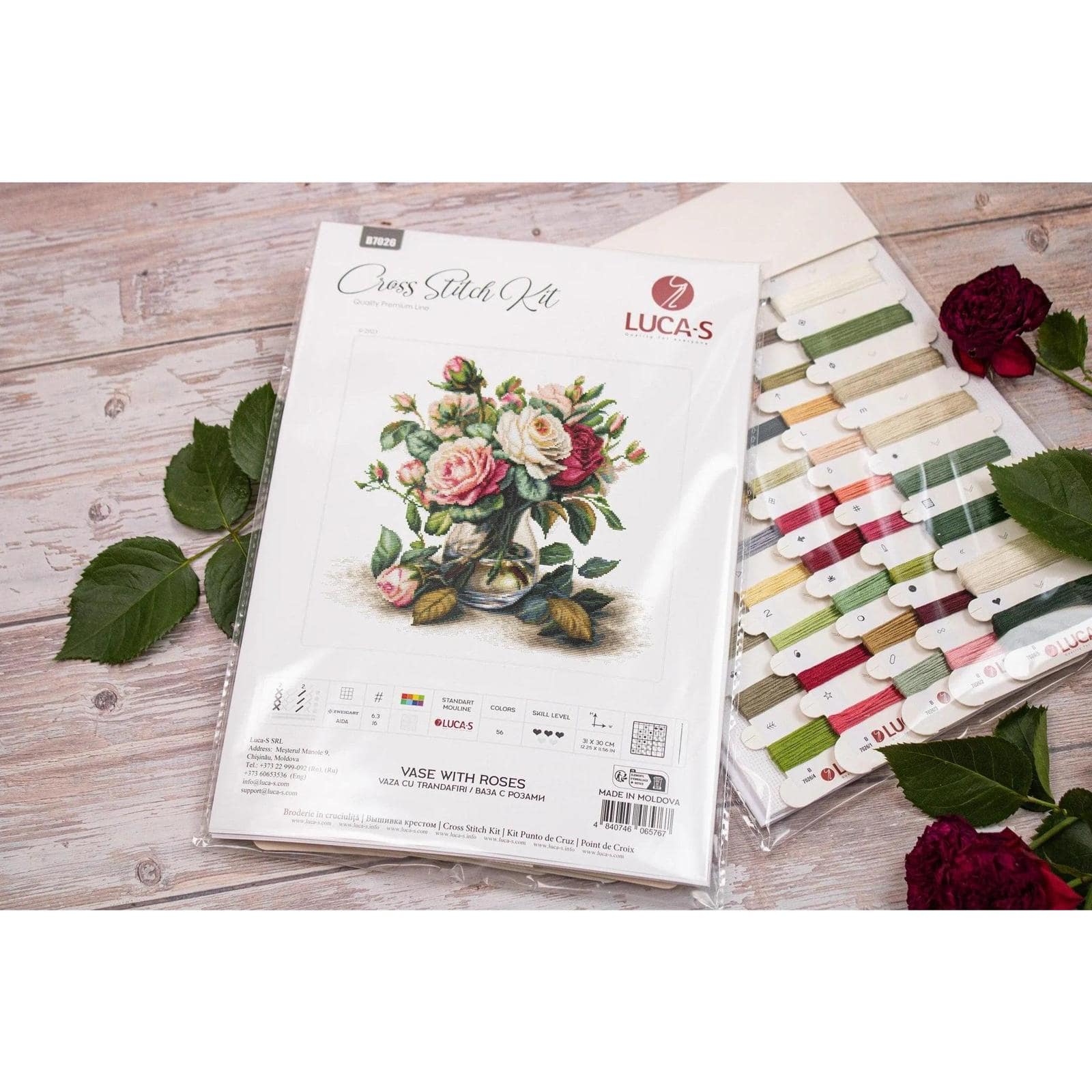 Luca-S Vase with Roses Counted Cross Stitch Kit