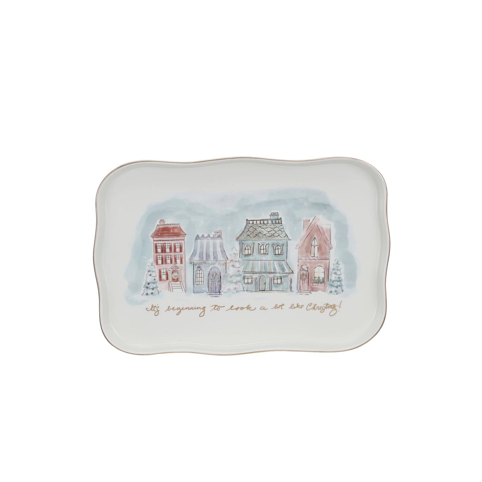 Hello Honey® 13" Village Christmas Scene Stoneware Platter