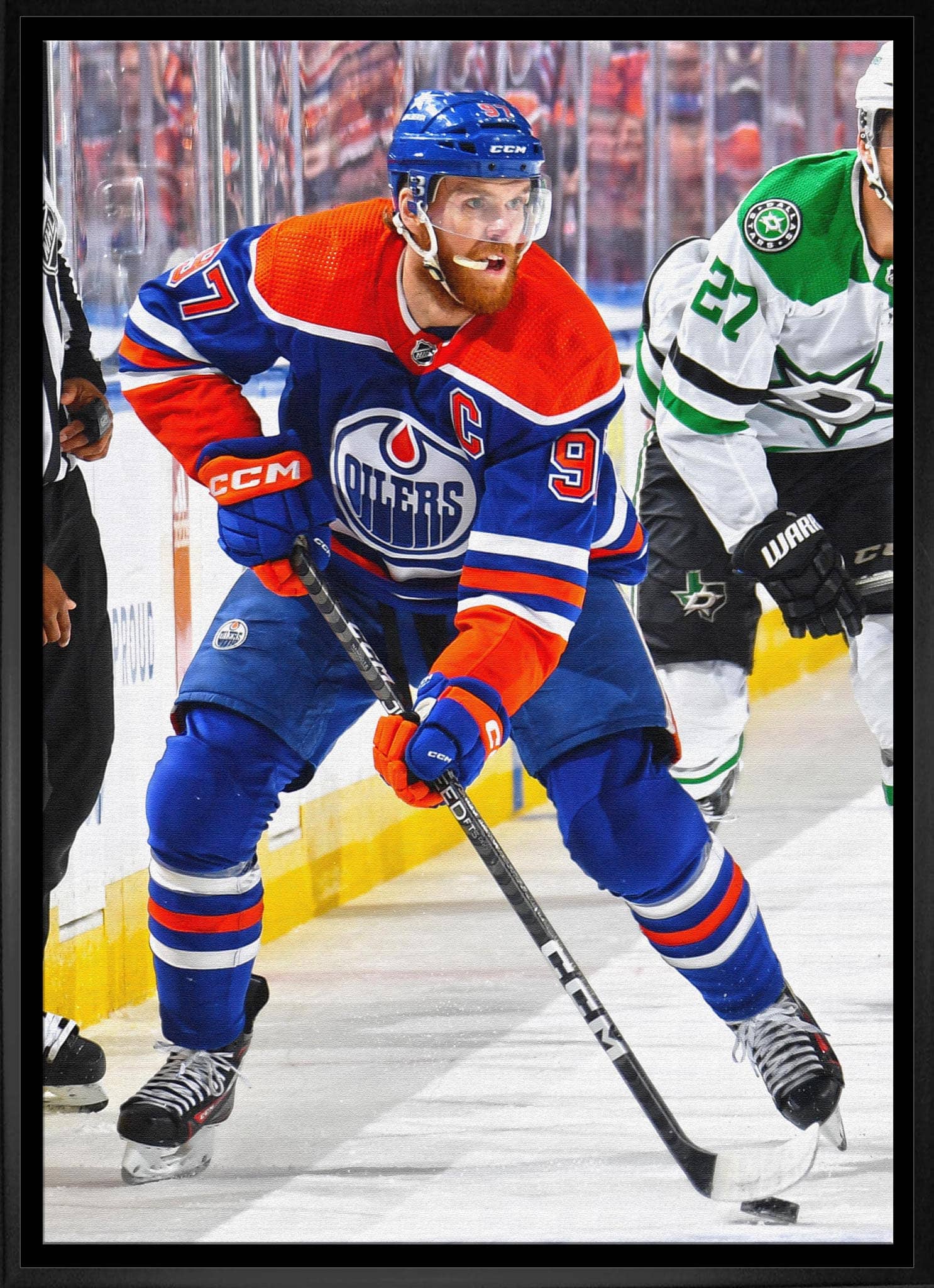 Connor McDavid 20" x 29" Framed Canvas Oilers Action-V 22.5" x 31.5"
