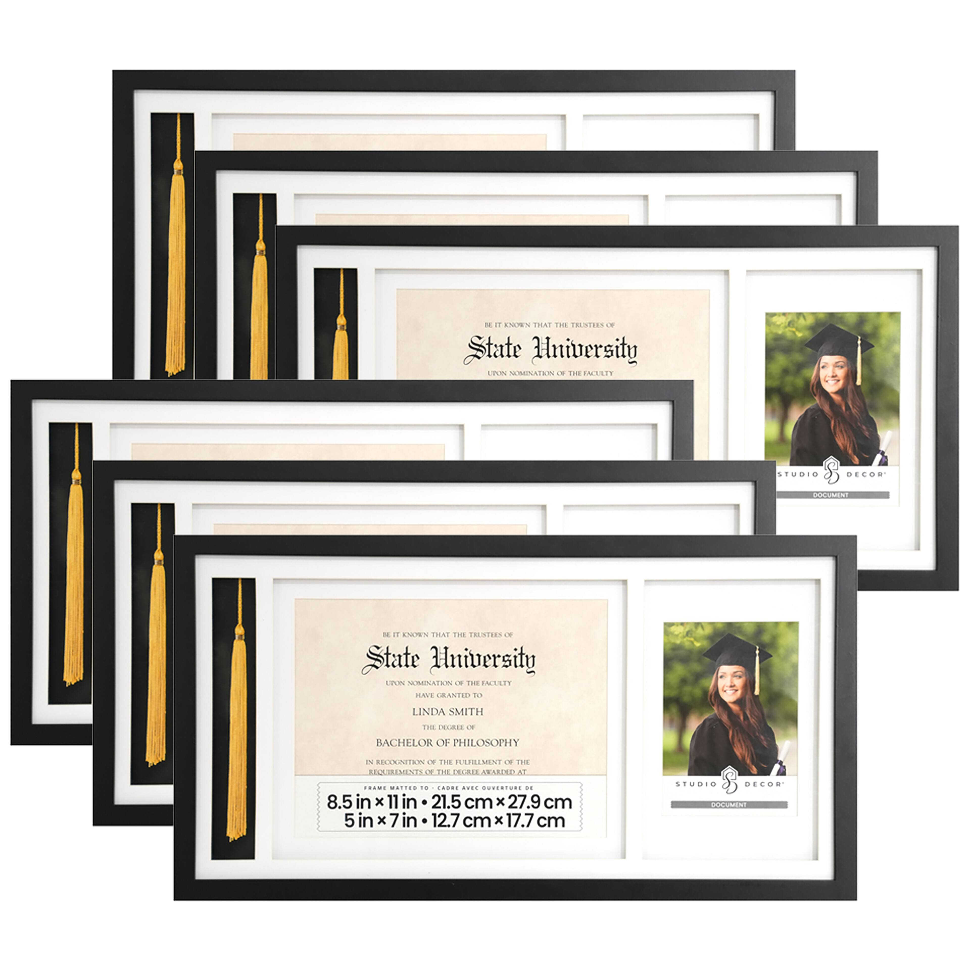 6 Pack: Black Graduation Certification & Tassel 5" x 7" Frame by Studio Décor®