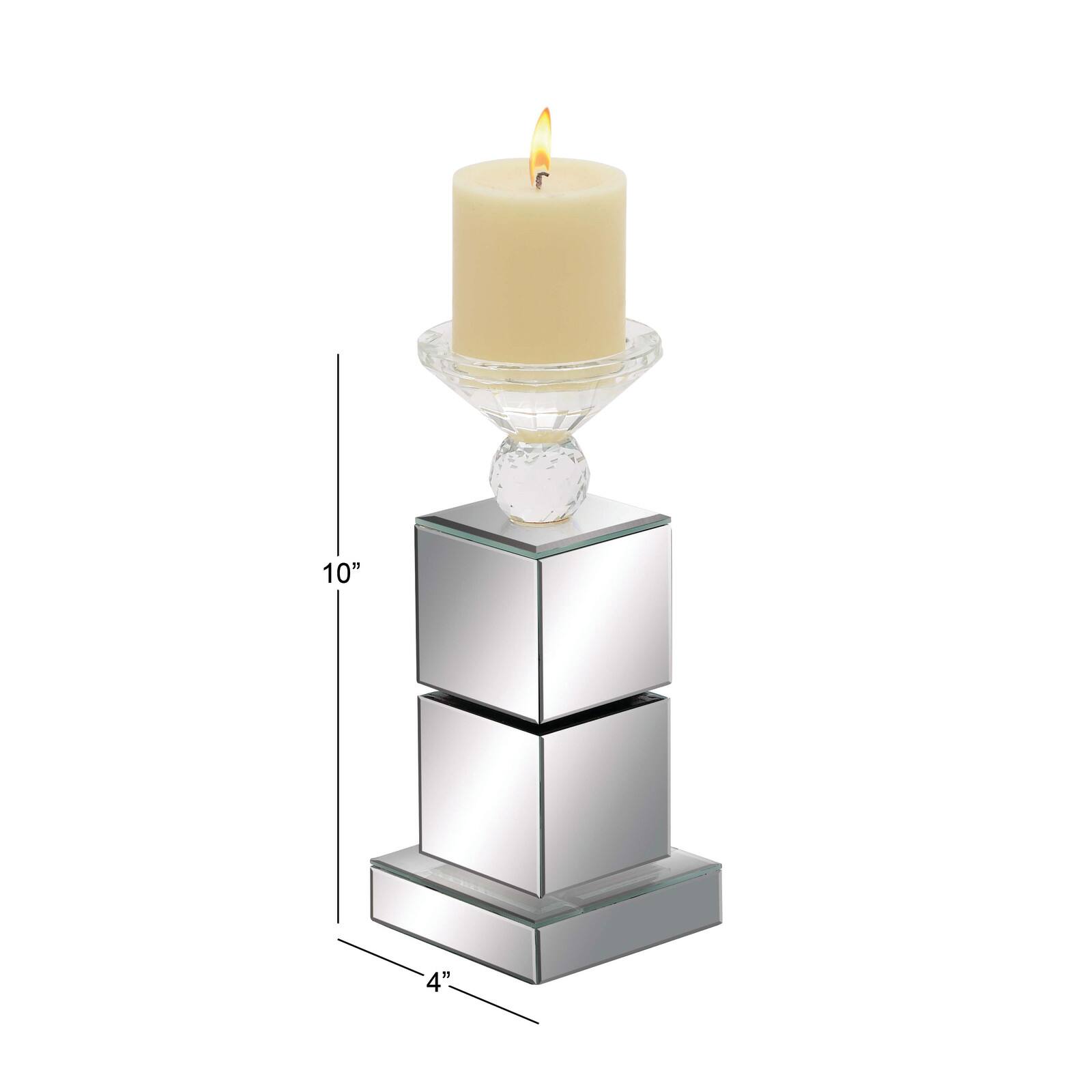 10" Clear Reflective Mirror Glam Candlestick Holder