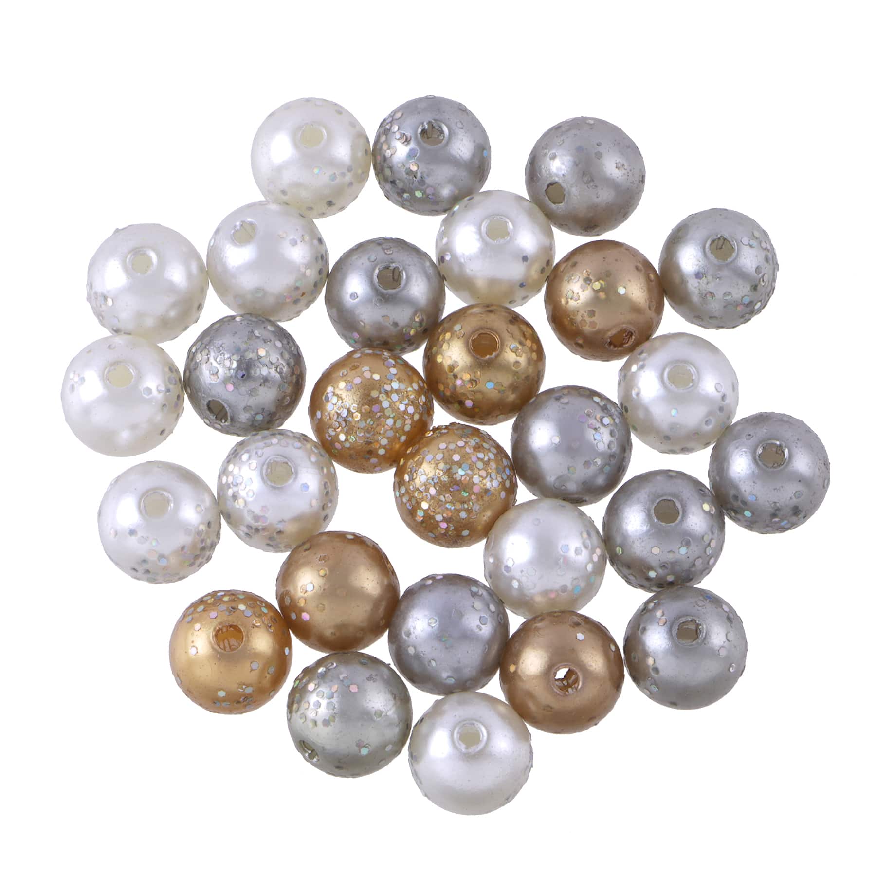 9.5" Ivory, Silver & Champagne Pearl Plastic Beads, 250ct. by Bead Landing™