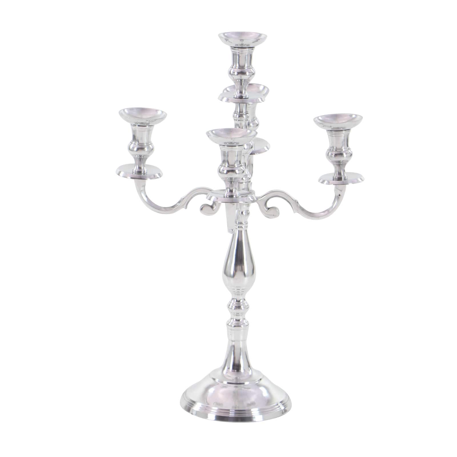 Silver Aluminum Traditional Candlestick Holders, 24" x 16" x 16"