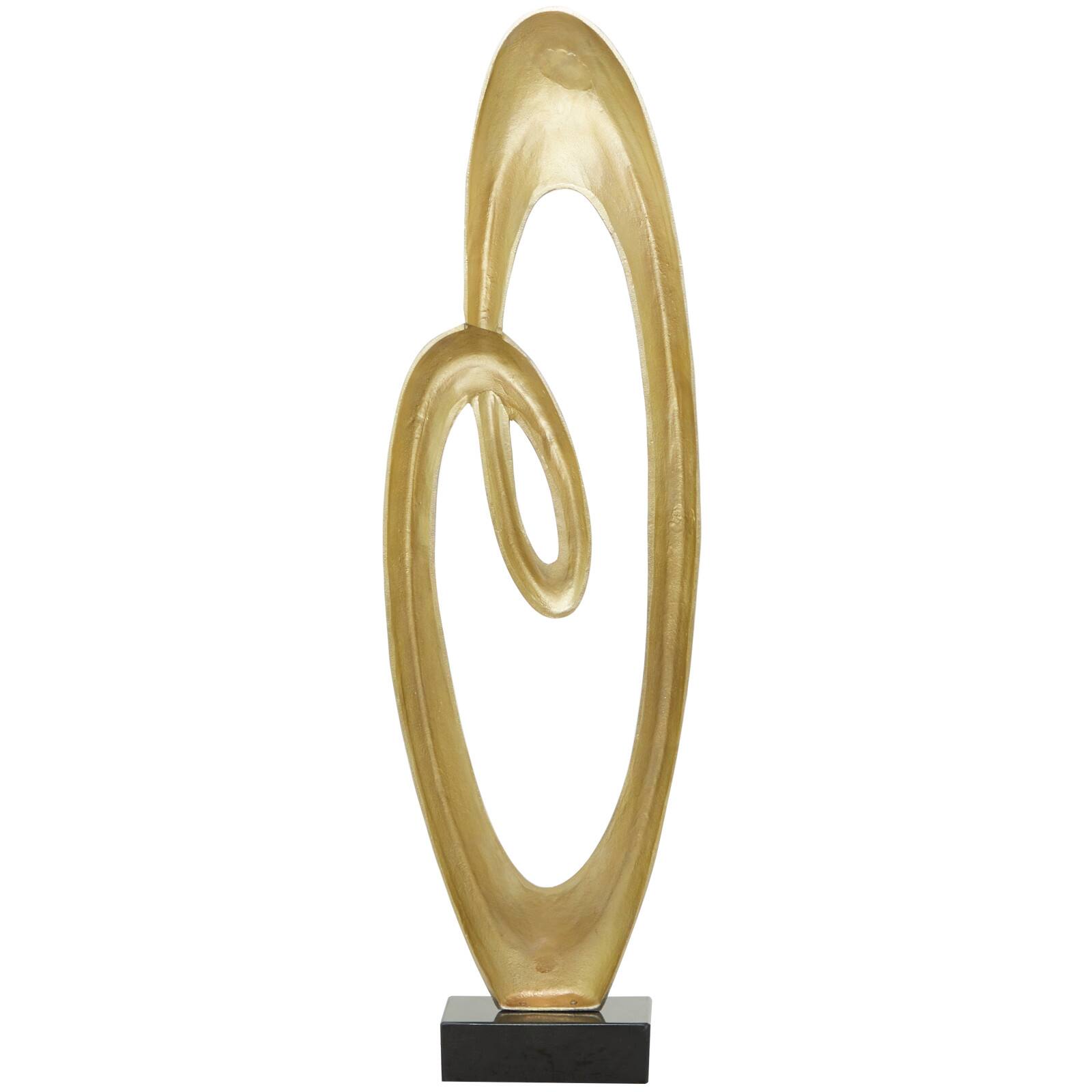 52" Aluminum Swirl Abstract Sculpture with Black Base