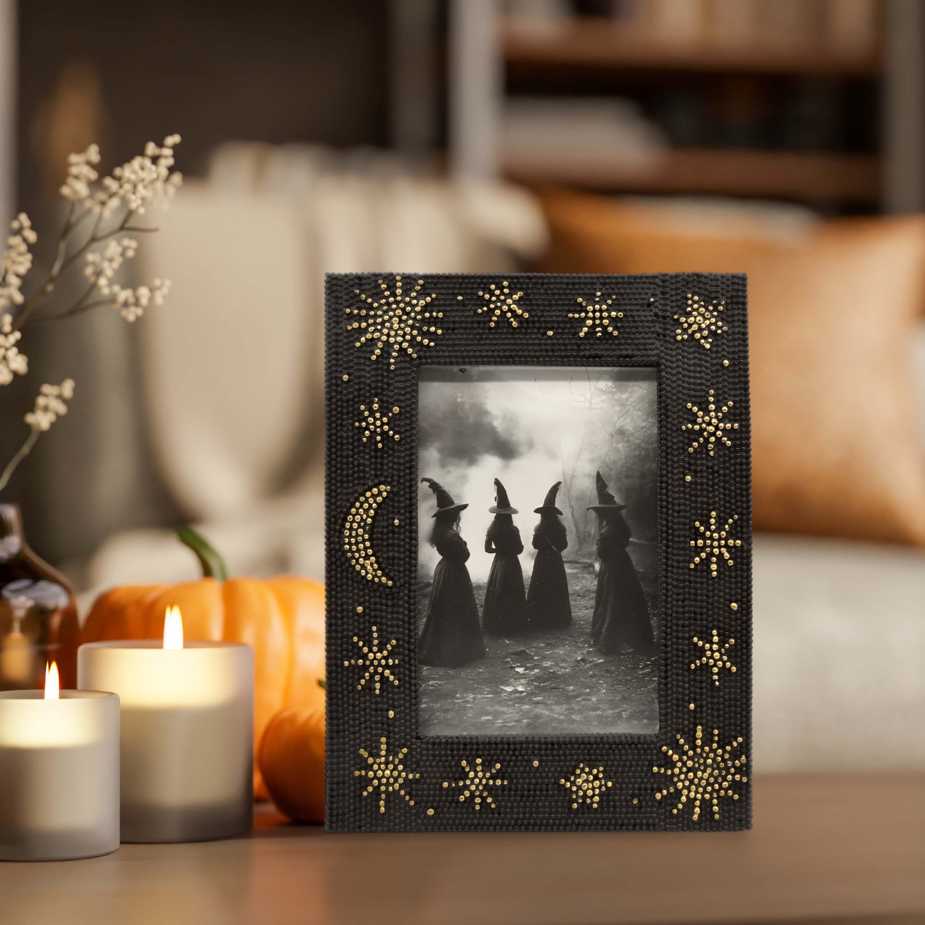 4" x 6" Black & Gold Celestial Bead Tabletop Frame by Ashland®