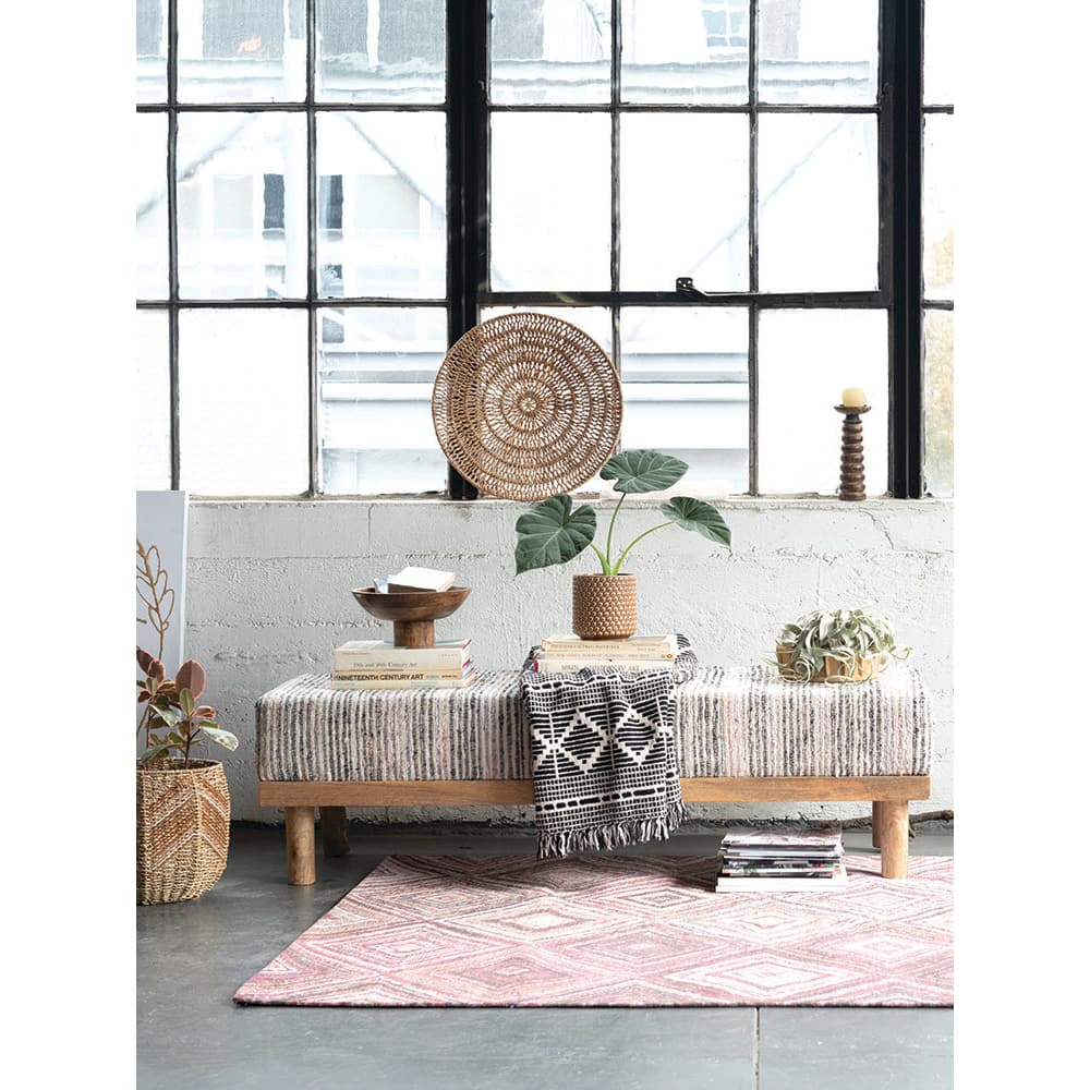 Hello Honey® Black & Beige Woven Cotton Blend Throw Blanket with Fringe